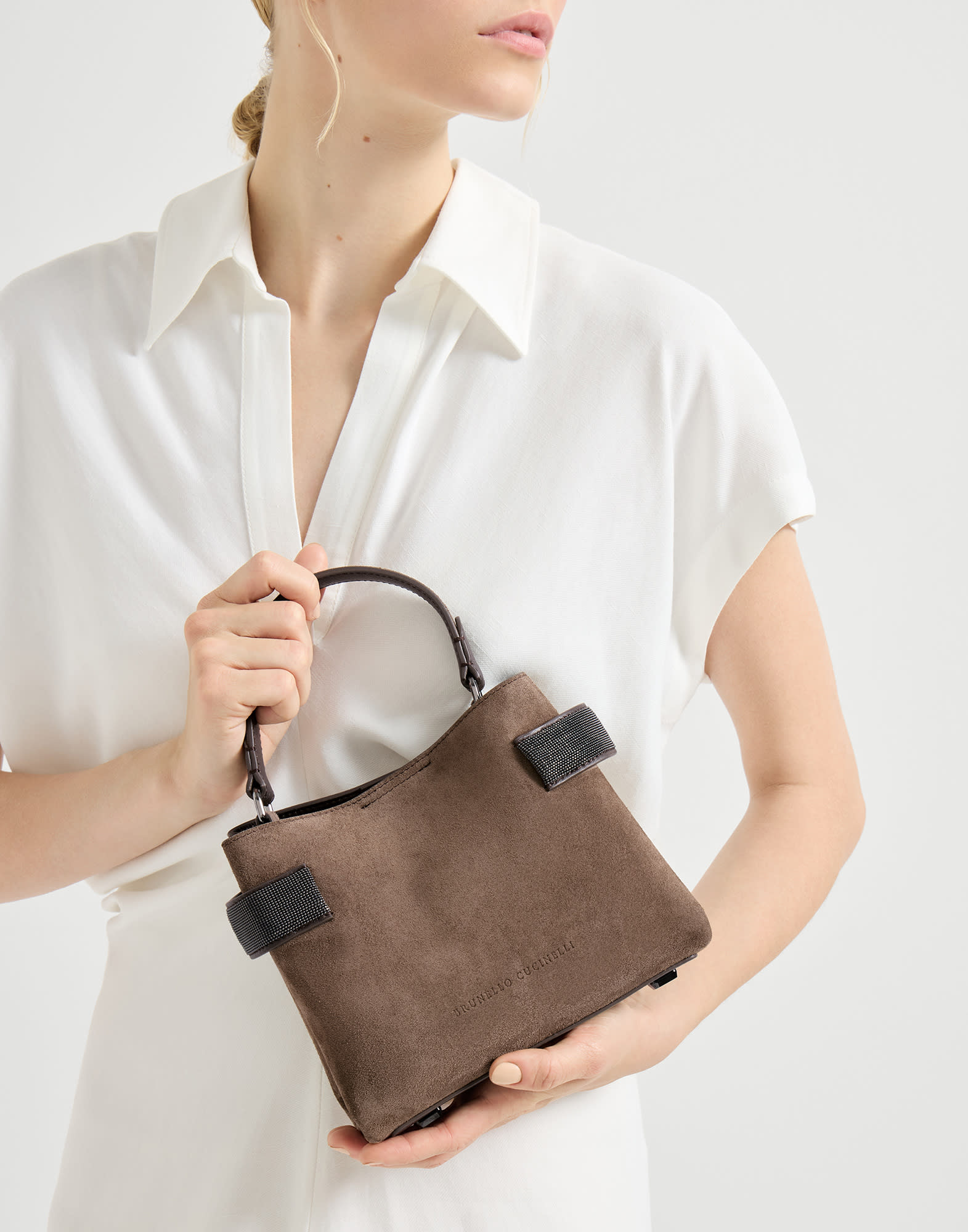 Small Top-Handle Essence bag for Woman in Brown | Brunello Cucinelli