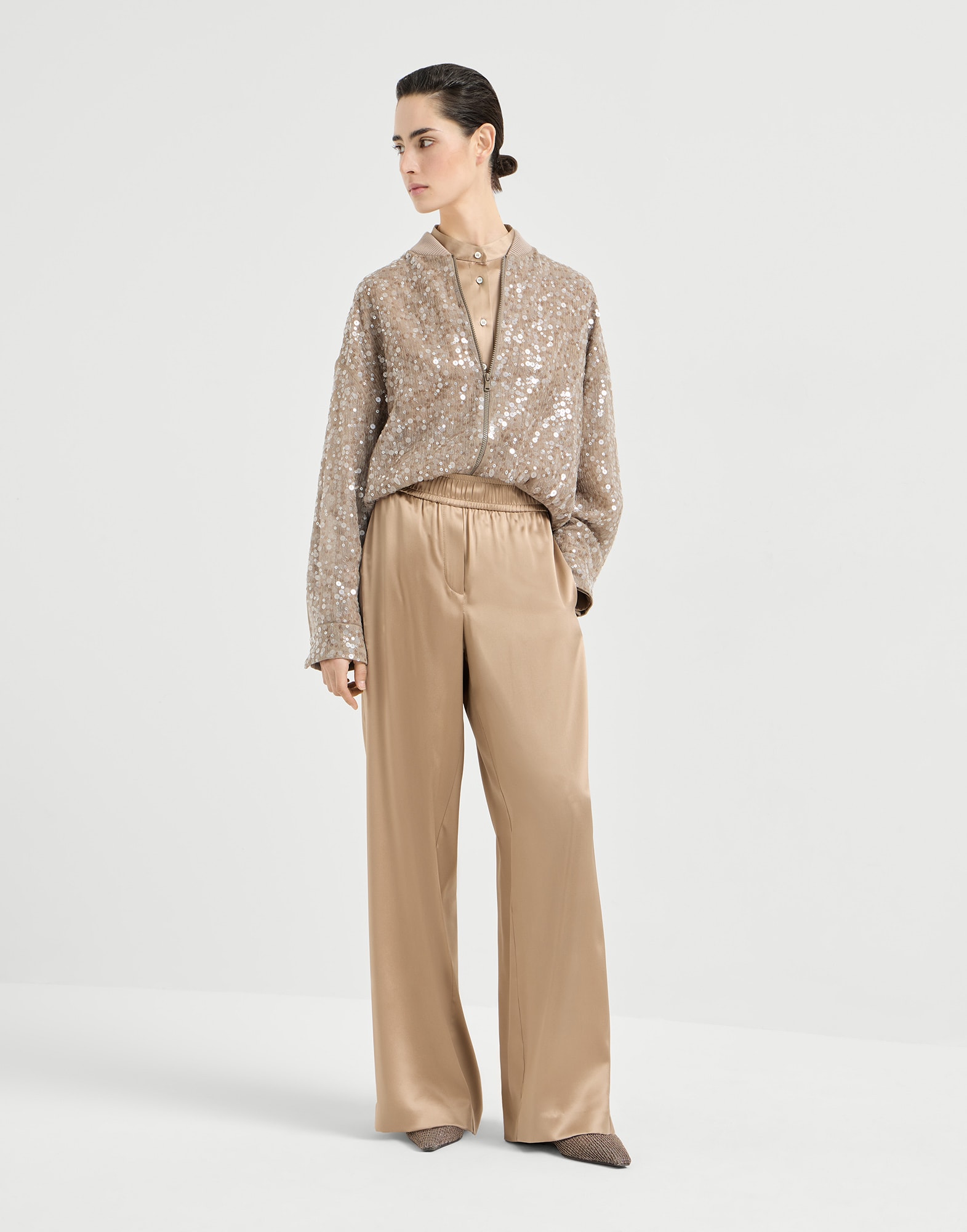 Track trousers for Woman in Chocolate | Brunello Cucinelli