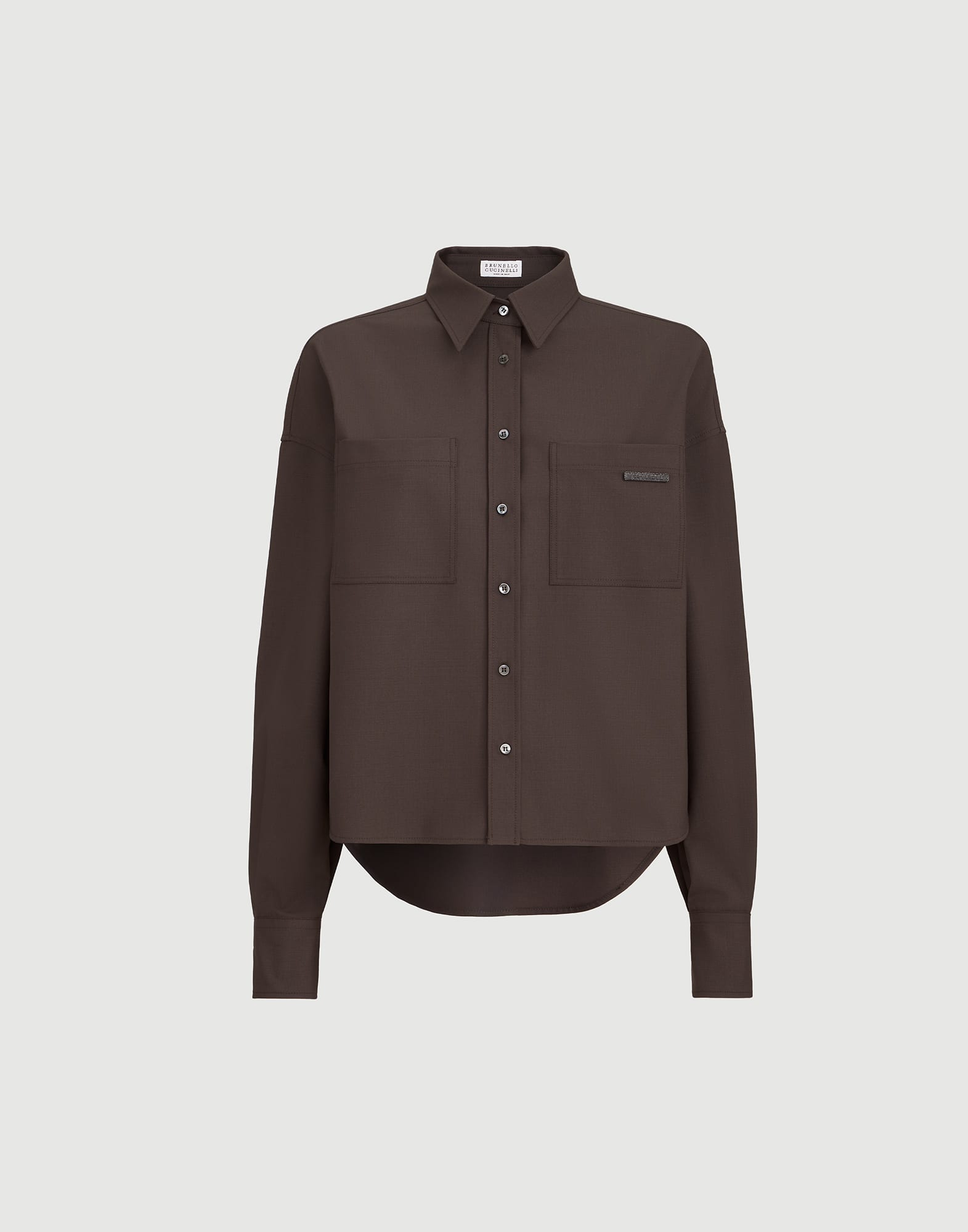 Tropical Luxury Wool shirt for Woman in Brown | Brunello Cucinelli