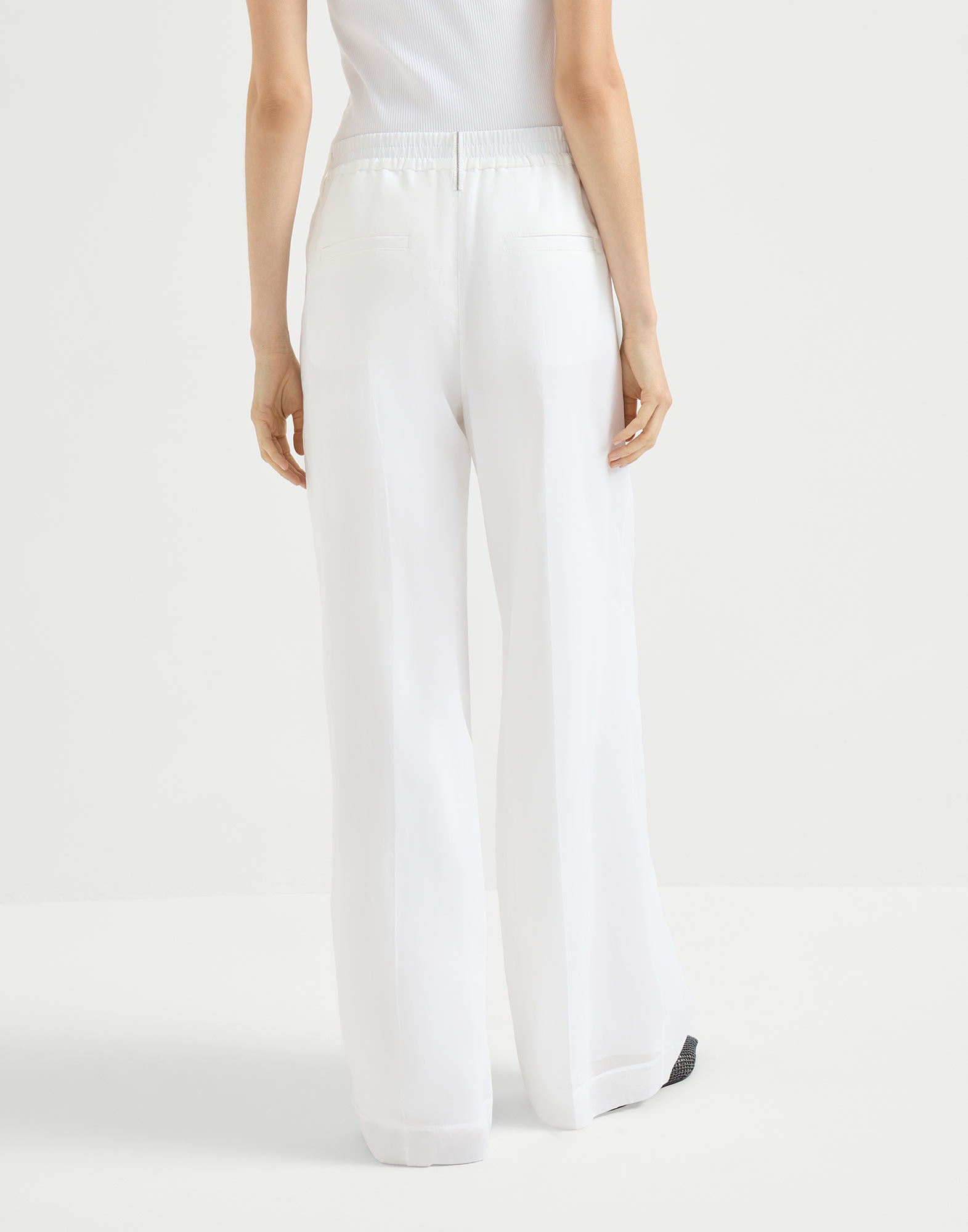 Sartorial track trousers for Woman in Azure | Brunello Cucinelli