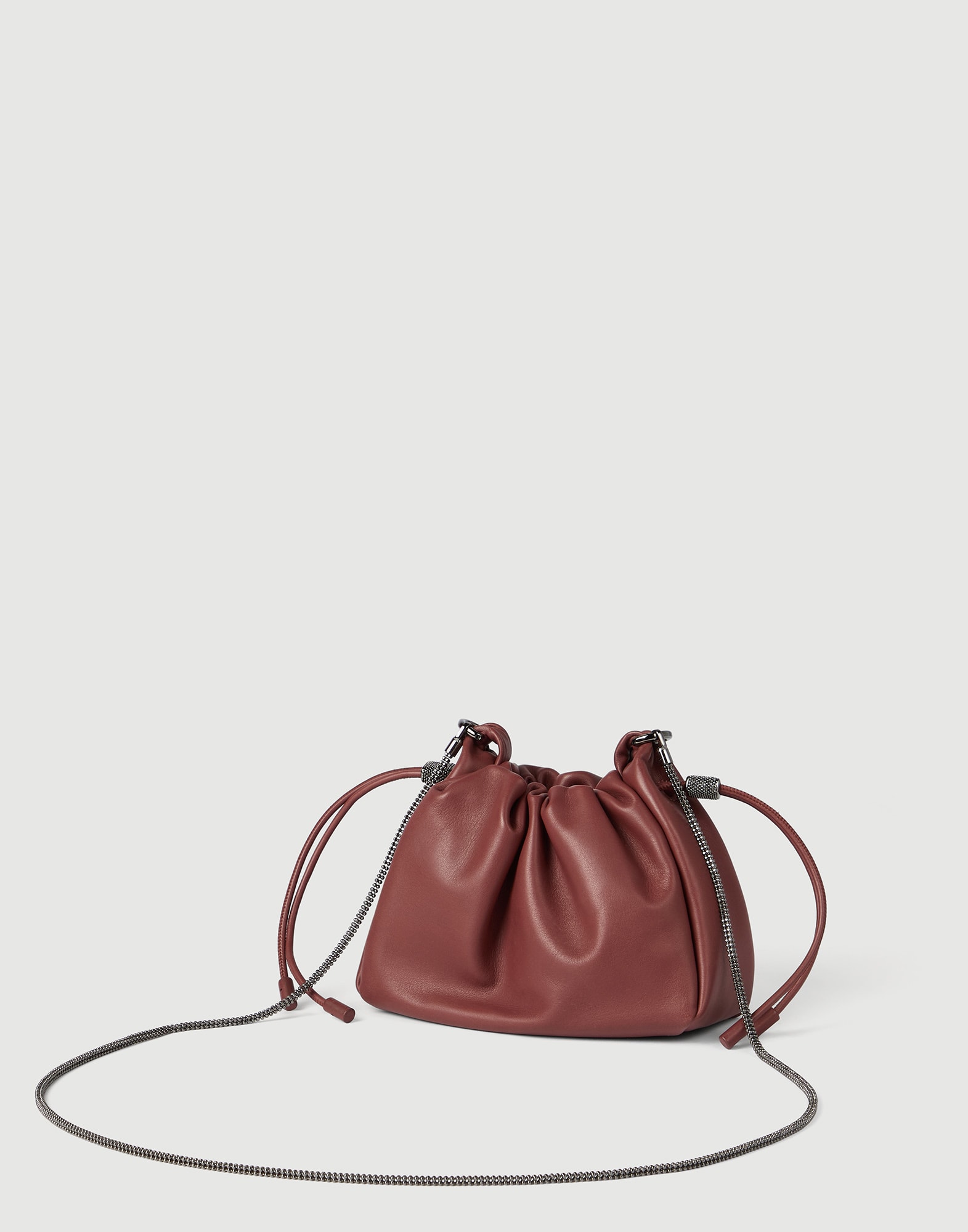 Soft leather mini Mellow Bucket bag for Woman in Firebrick