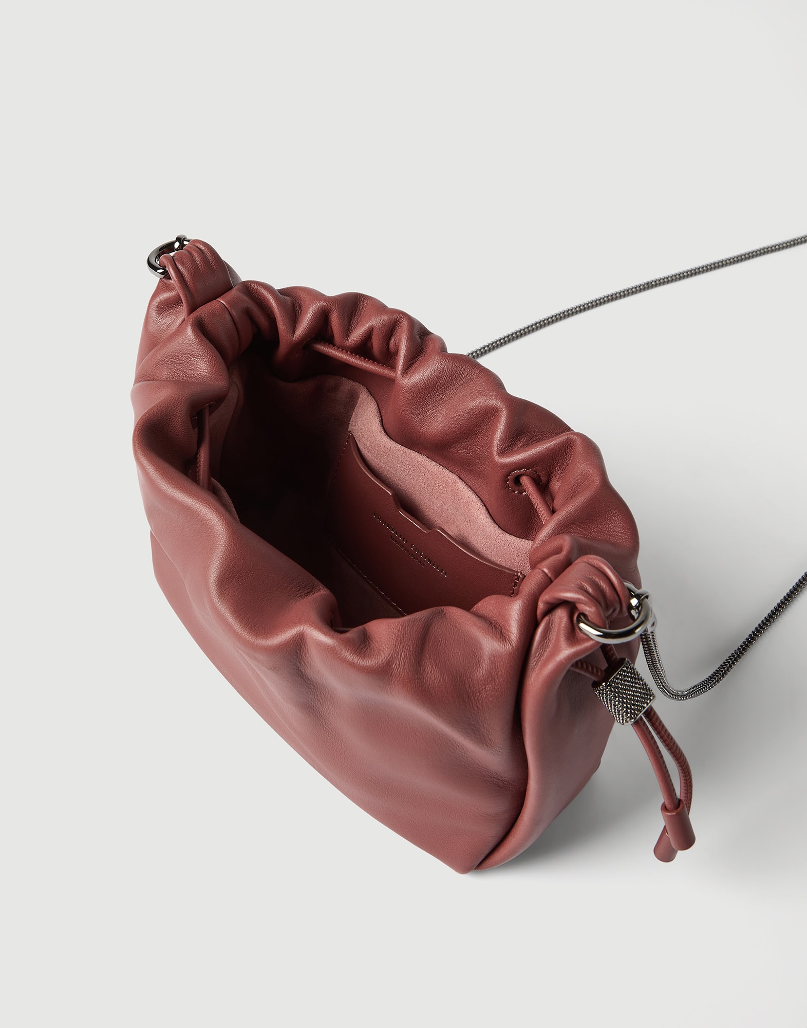 Soft leather mini Mellow Bucket bag for Woman in Firebrick
