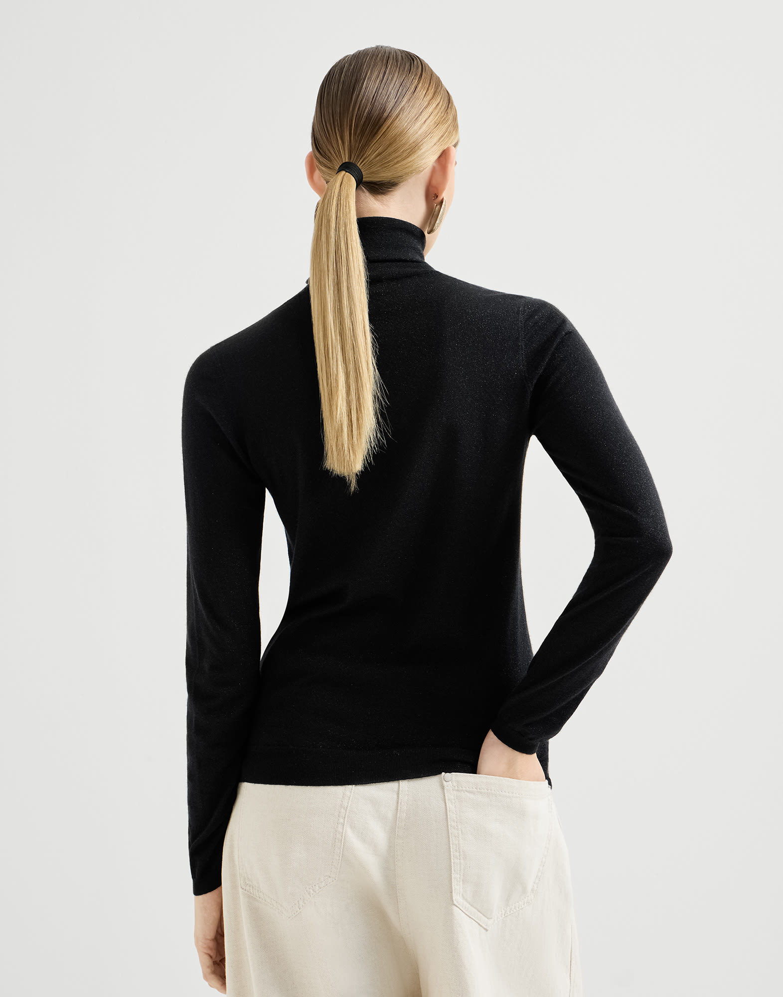 Cashmere and silk Sparkling sweater for Woman in Light Grey