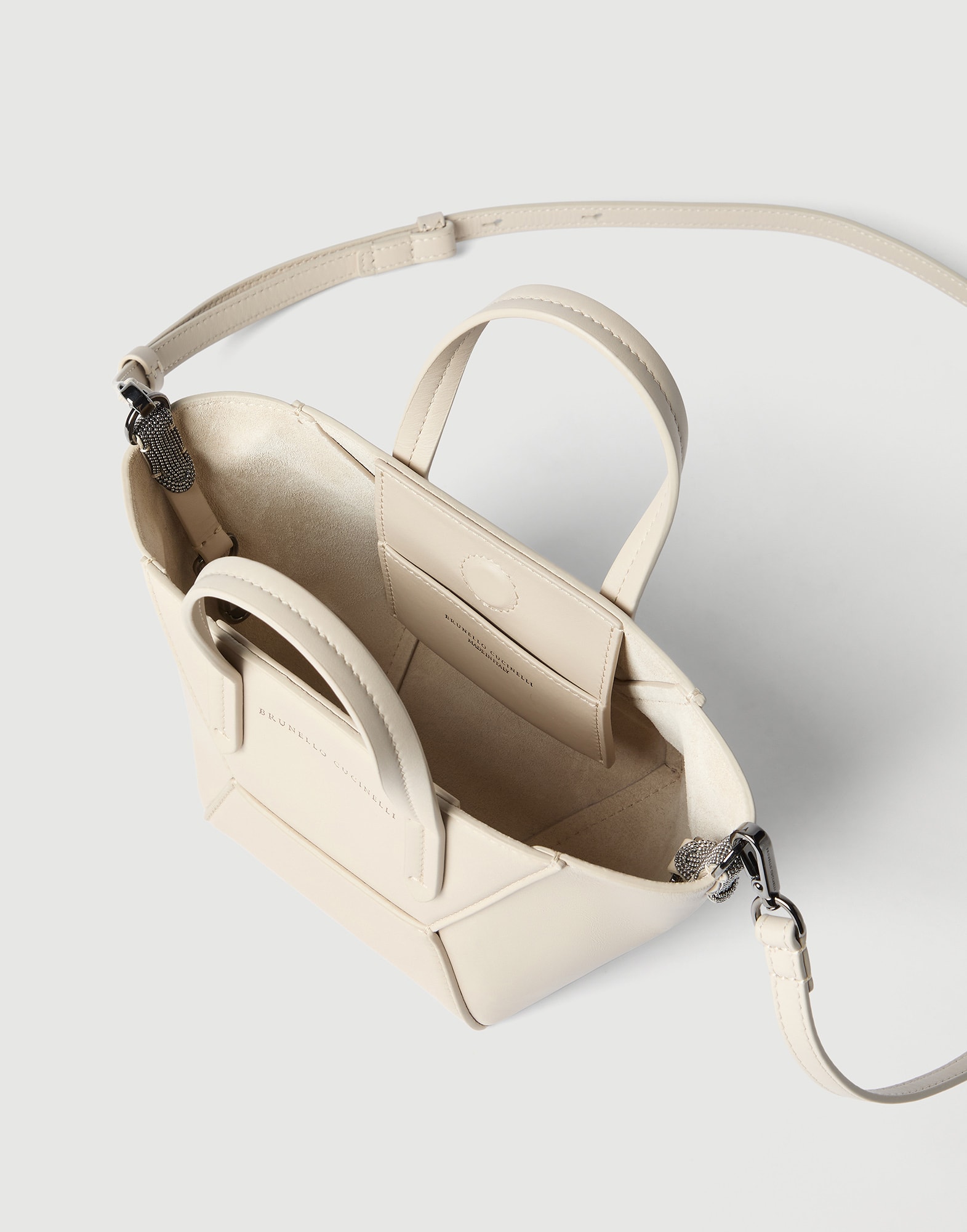 Calfskin mini BC Duo bag for Woman in Brown Gianduia | Brunello