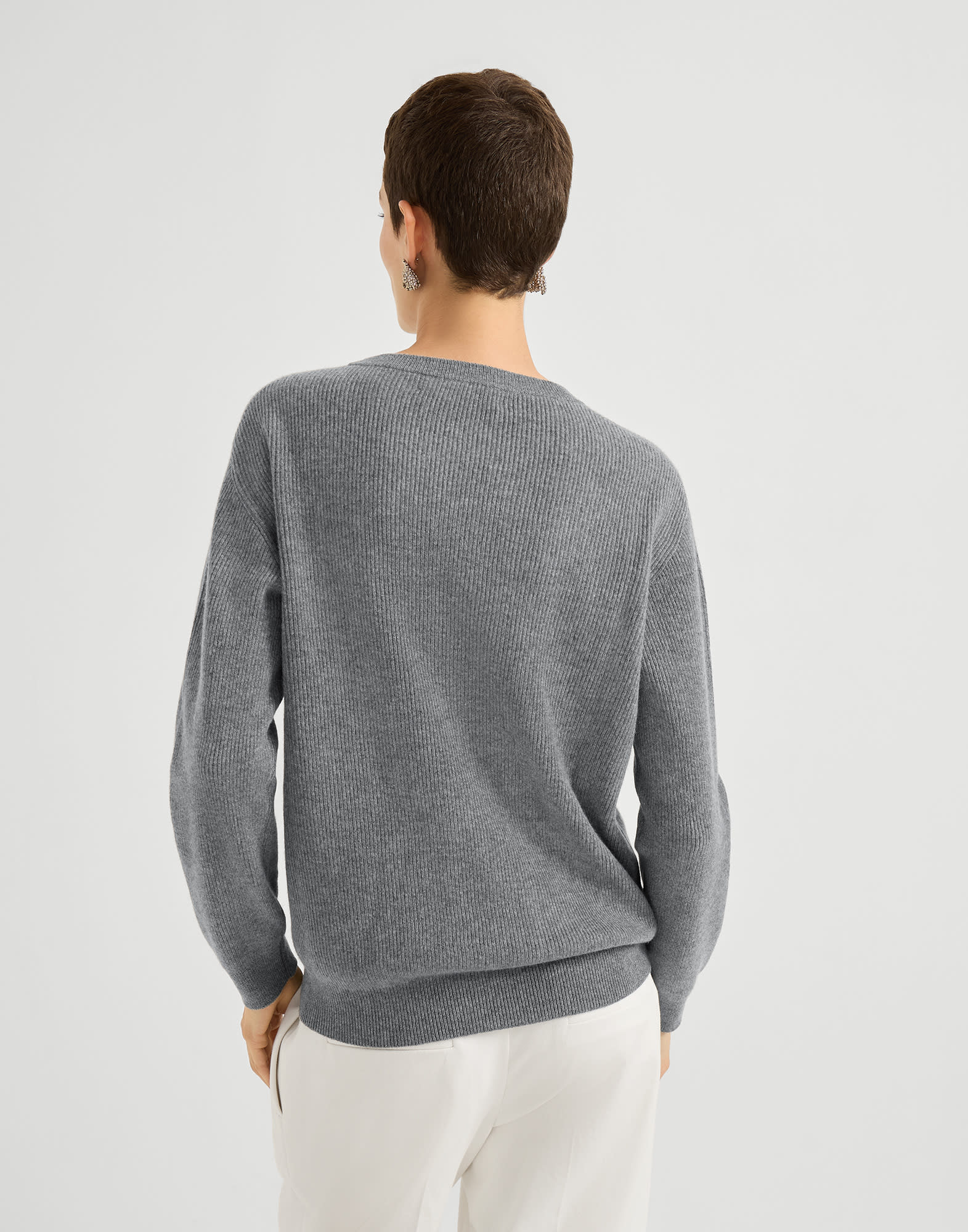 新品・未使用 BRUNELLO CUCINELLI 半袖 ニット グレー M Cashmere and vicuña sweater for Woman in Beige | Brunello Cucinelli