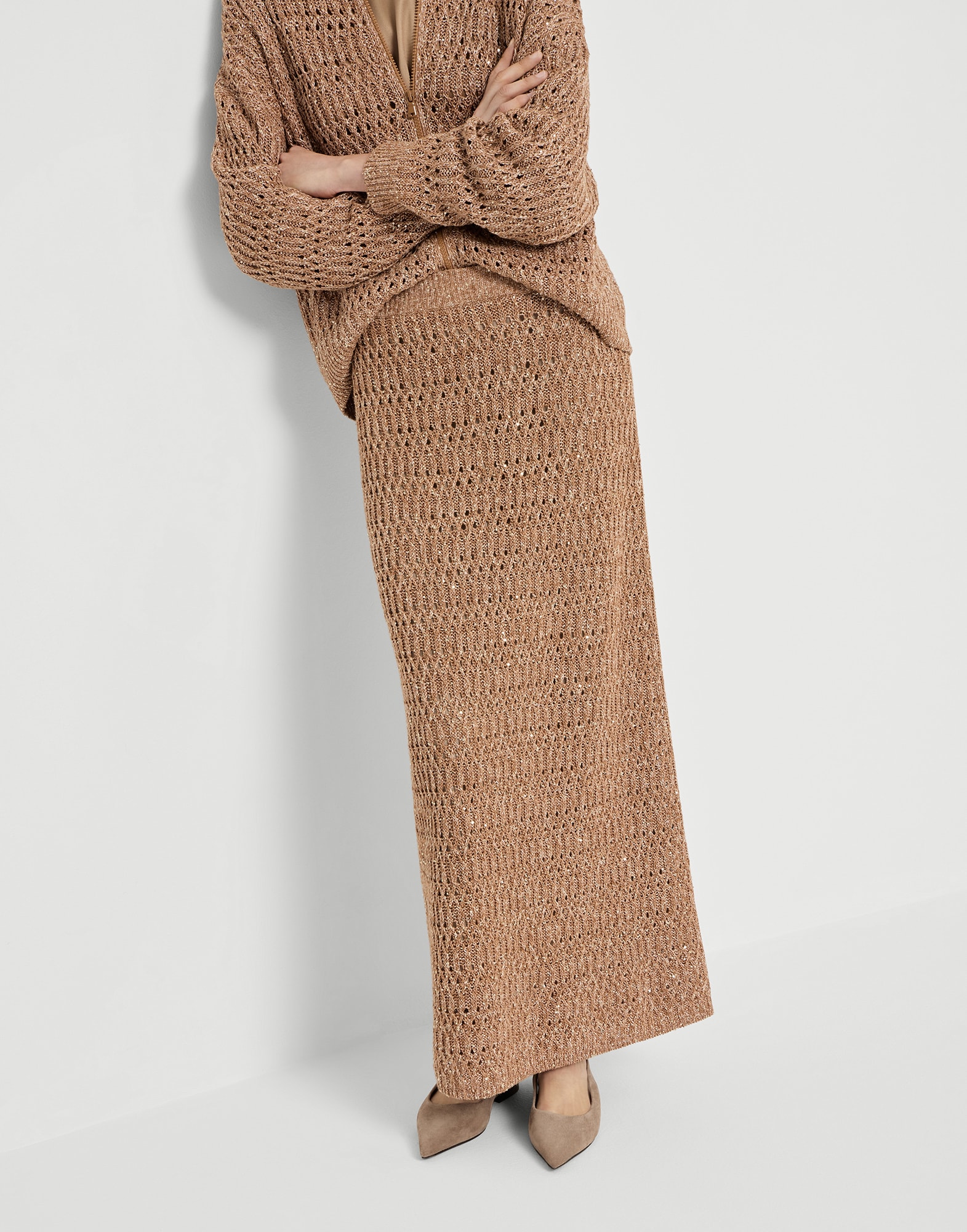 Dazzling braids skirt Brown Woman - Brunello Cucinelli