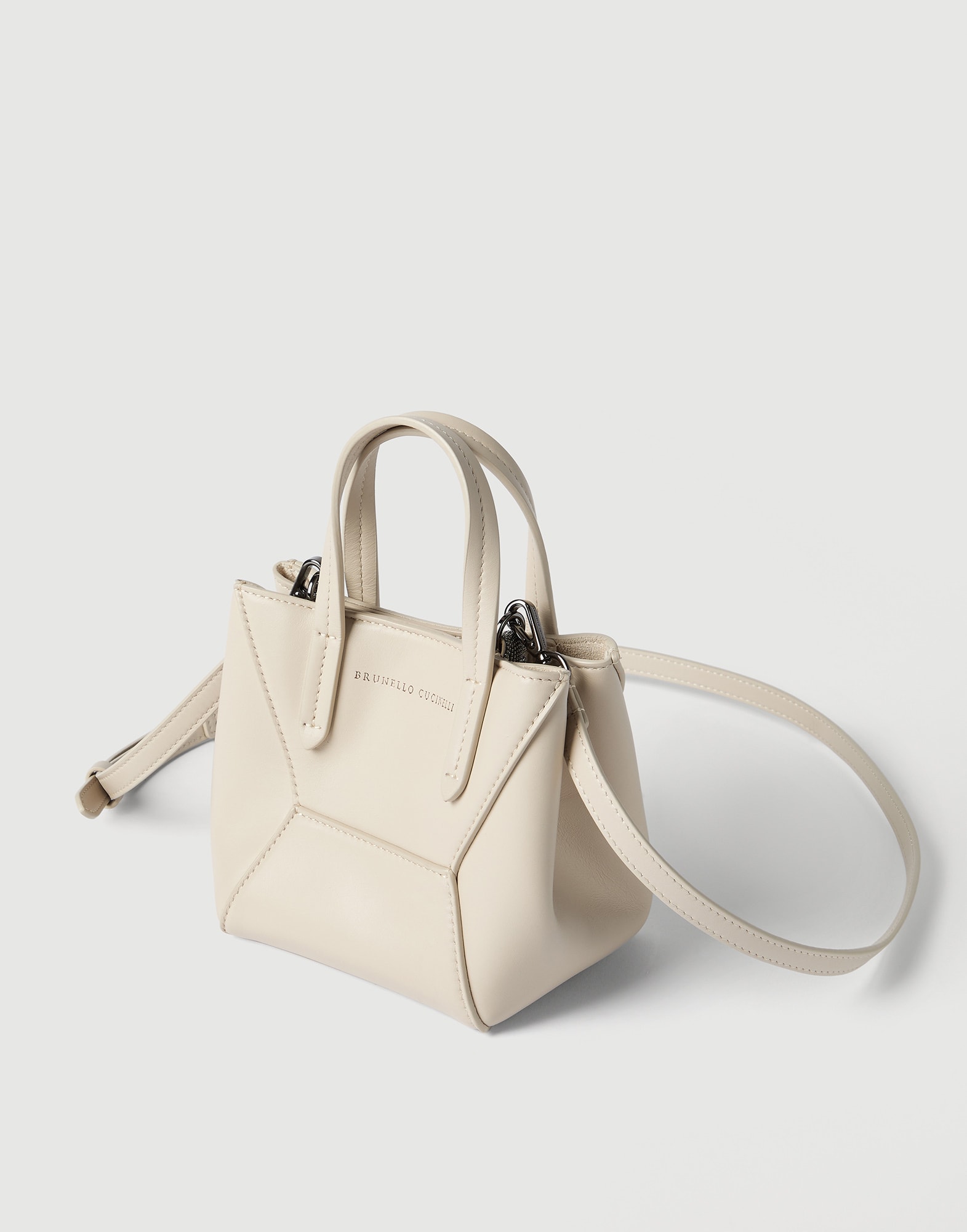 Calfskin mini BC Duo bag for Woman in Brown Gianduia | Brunello