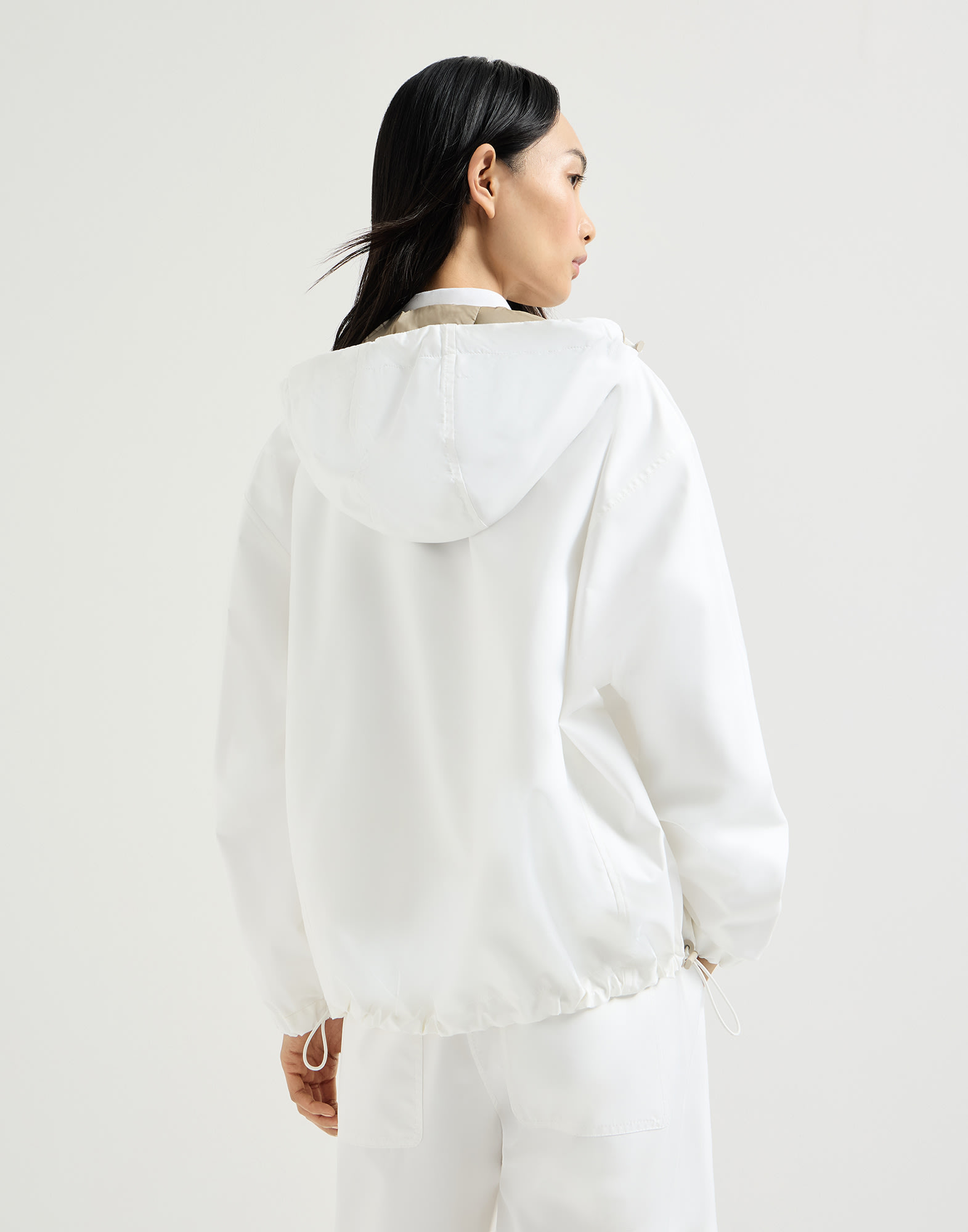 Nylon outerwear for Woman in White | Brunello Cucinelli