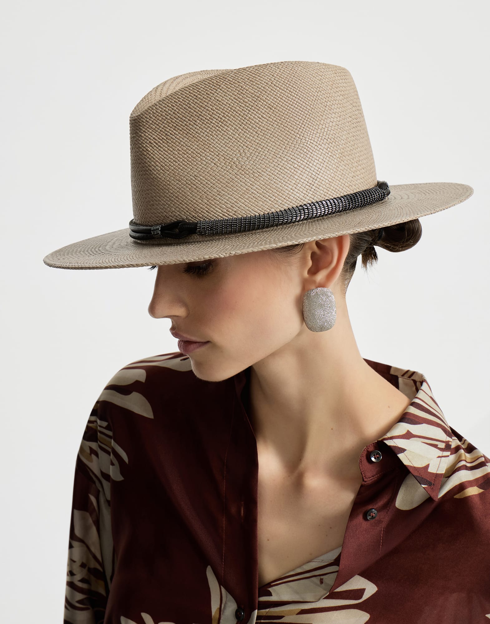 レディース 向け ホワイト ストロー フェドラハット | Brunello Cucinelli
