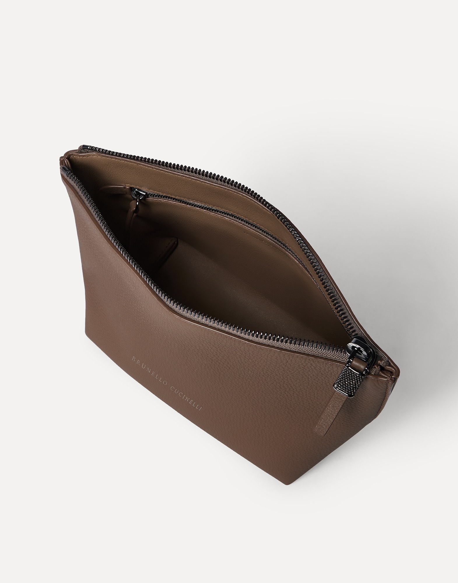 Calfskin clutch bag with monili for Woman in Firebrick | Brunello