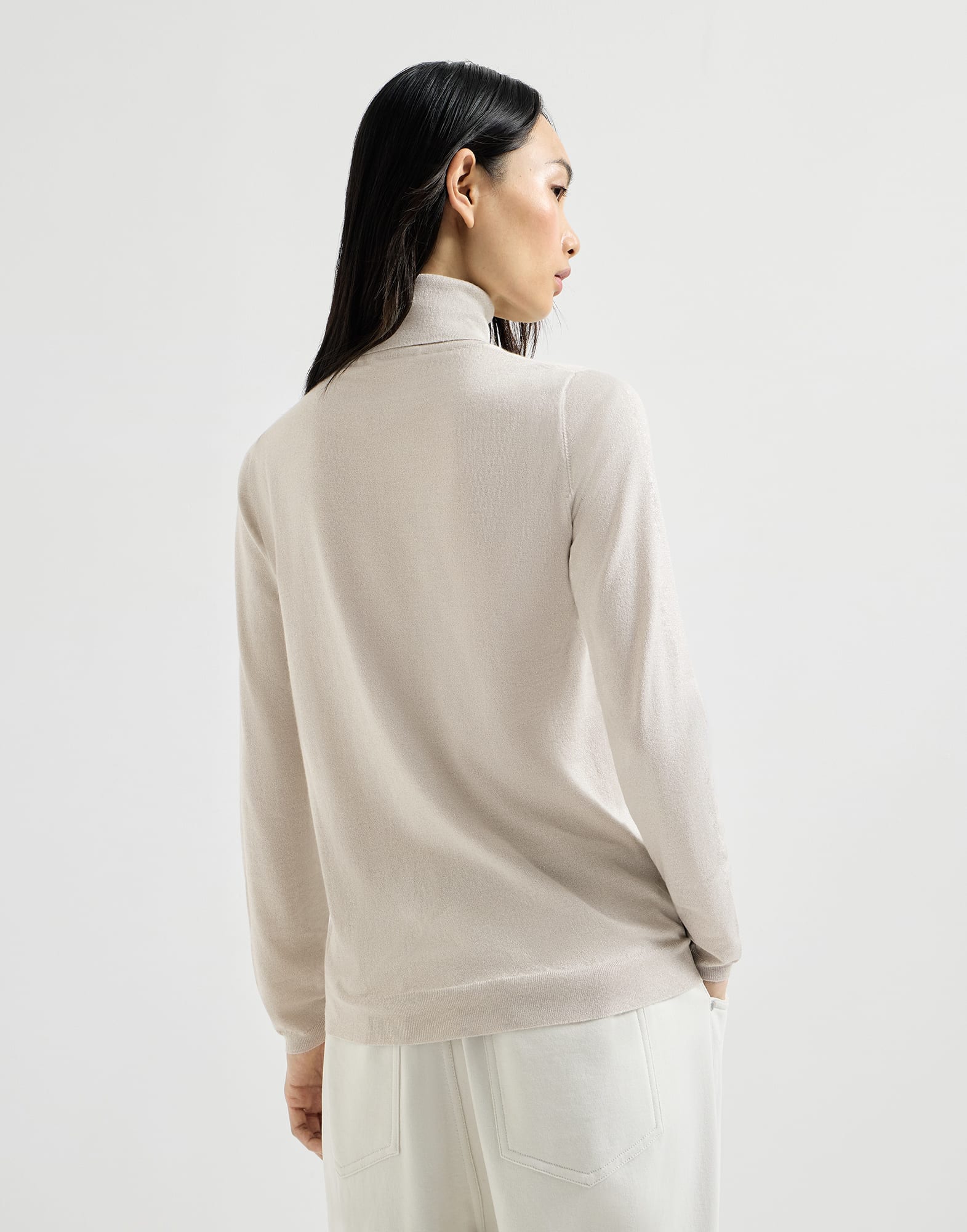 Cashmere and silk Sparkling sweater for Woman in Light Grey