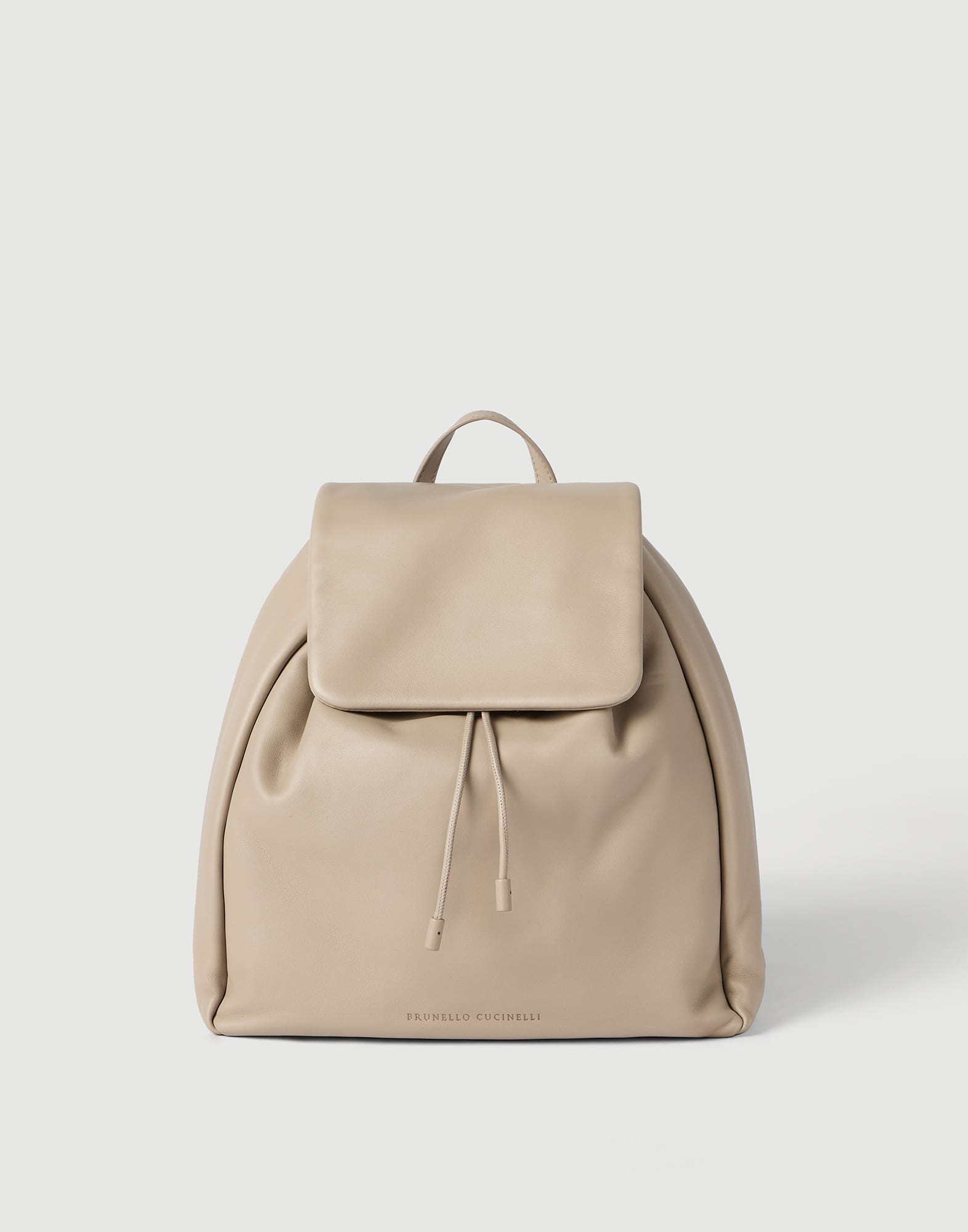 brunello cucinelli leather backpack BRUNELLI Back Pack this vachetta Travel backpack marries a functional design and refined materials Brunello Cucinelli Taupe-grey Leather Backpack