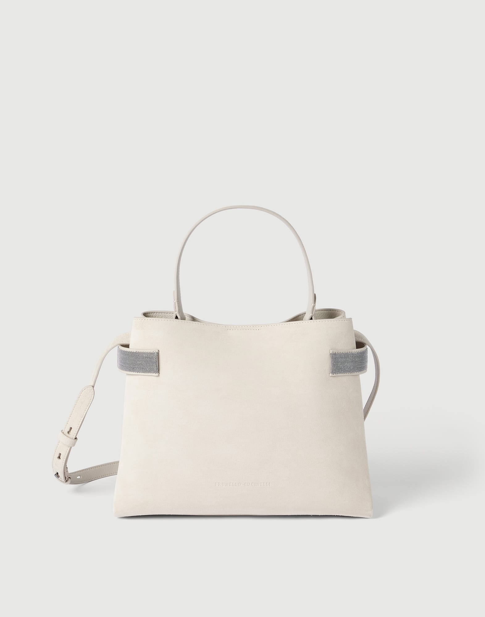 Suede Top-Handle Essence bag Ivory Woman - Brunello Cucinelli