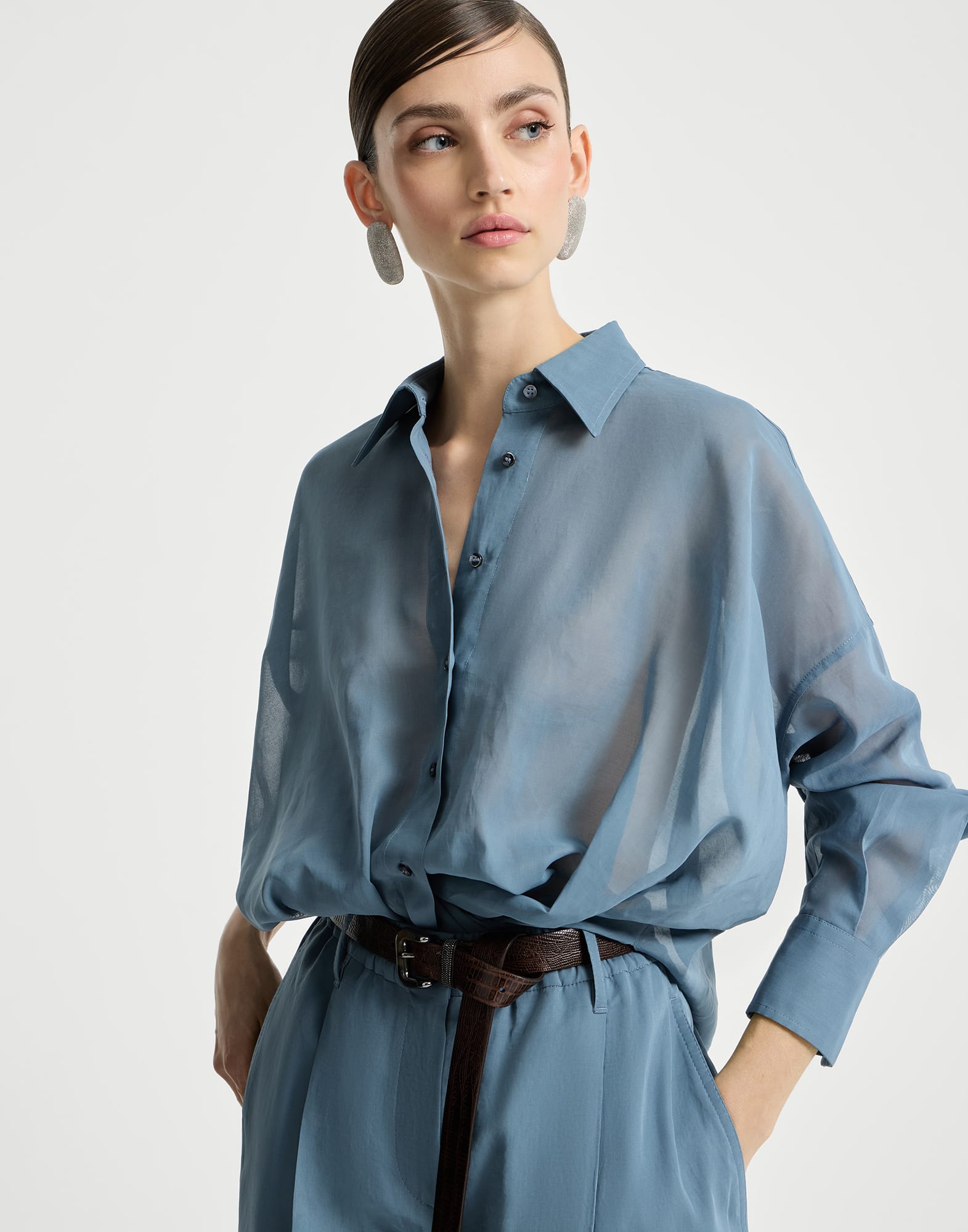 BRUNELLO CUCINELLI75%offブラウスシルク100%新品未使用 brunellocucinelliss25m10-