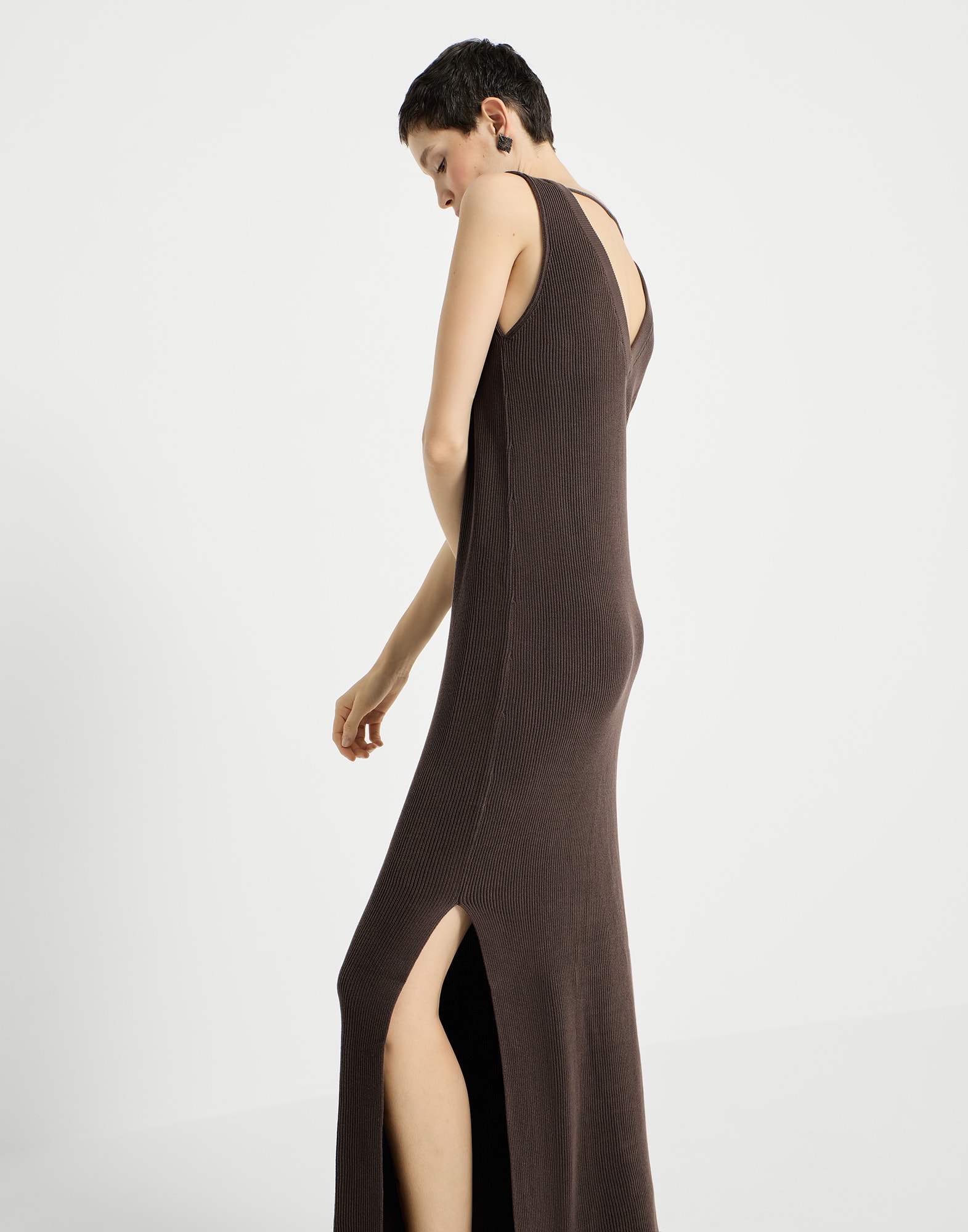 レディース 向け ブルー リブニット ドレス | Brunello Cucinelli