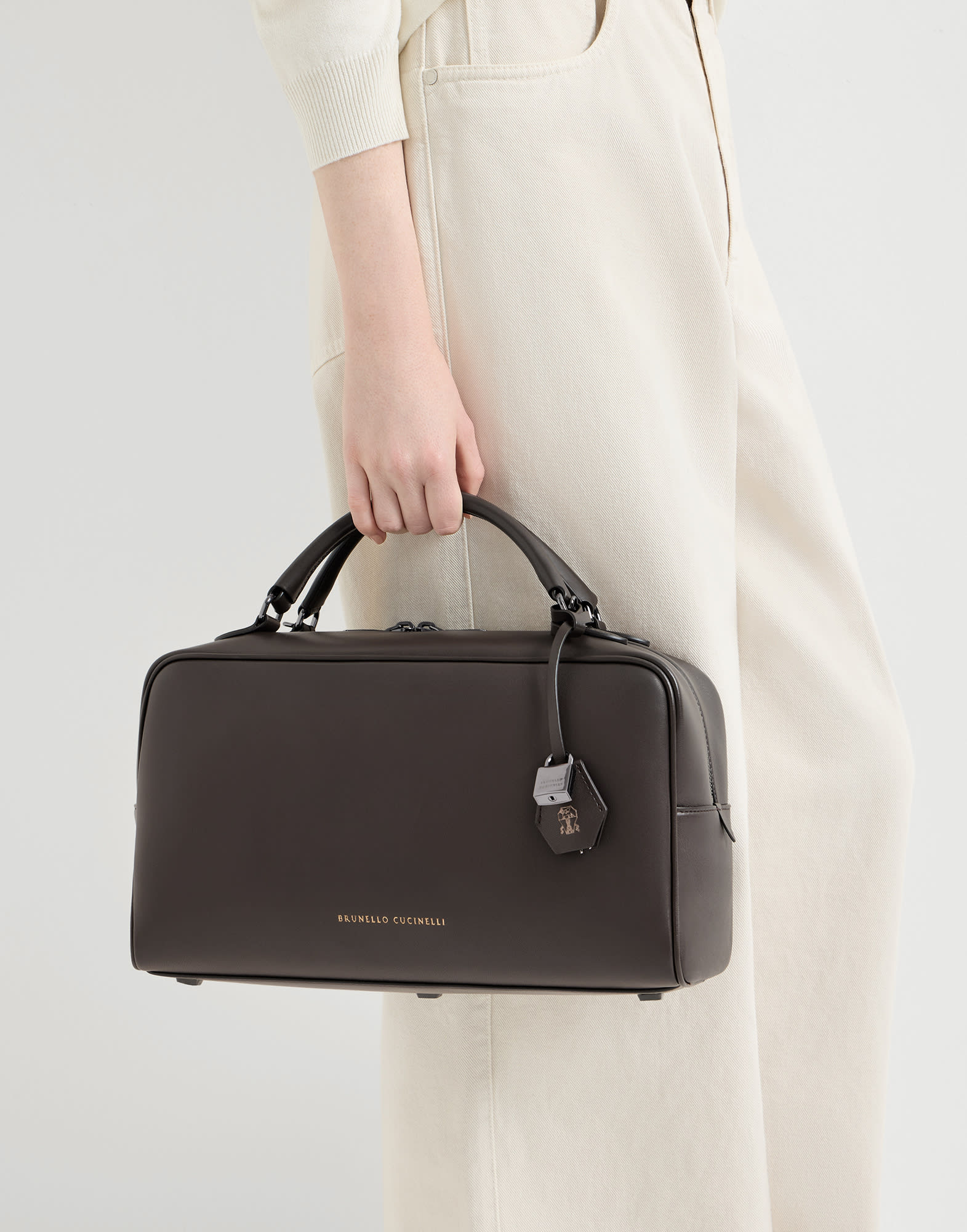 Nappa Boston Explorer bag for Woman in Rust Brown | Brunello Cucinelli