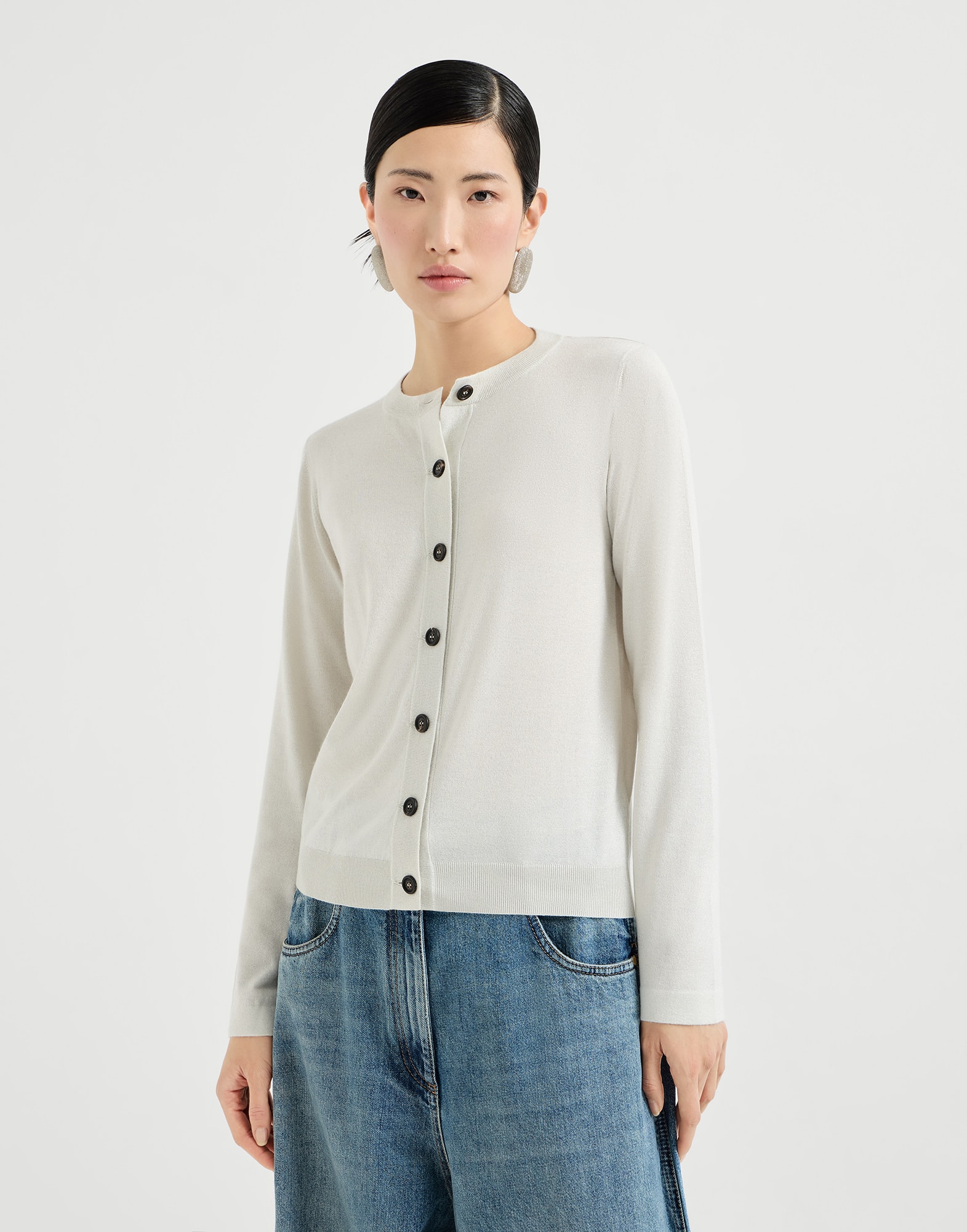 Button-front Cardigan - Front view - View Full Screen