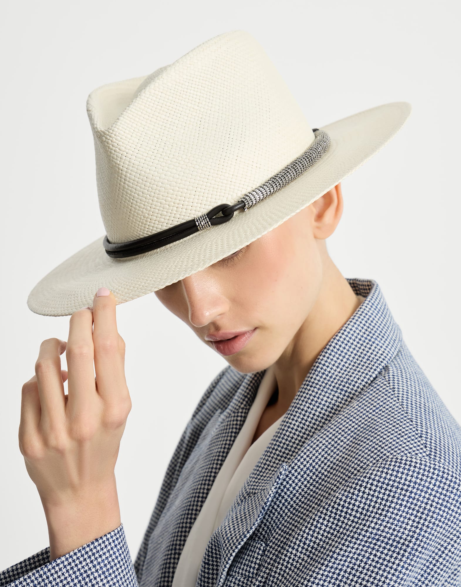 レディース 向け ホワイト ストロー フェドラハット | Brunello Cucinelli