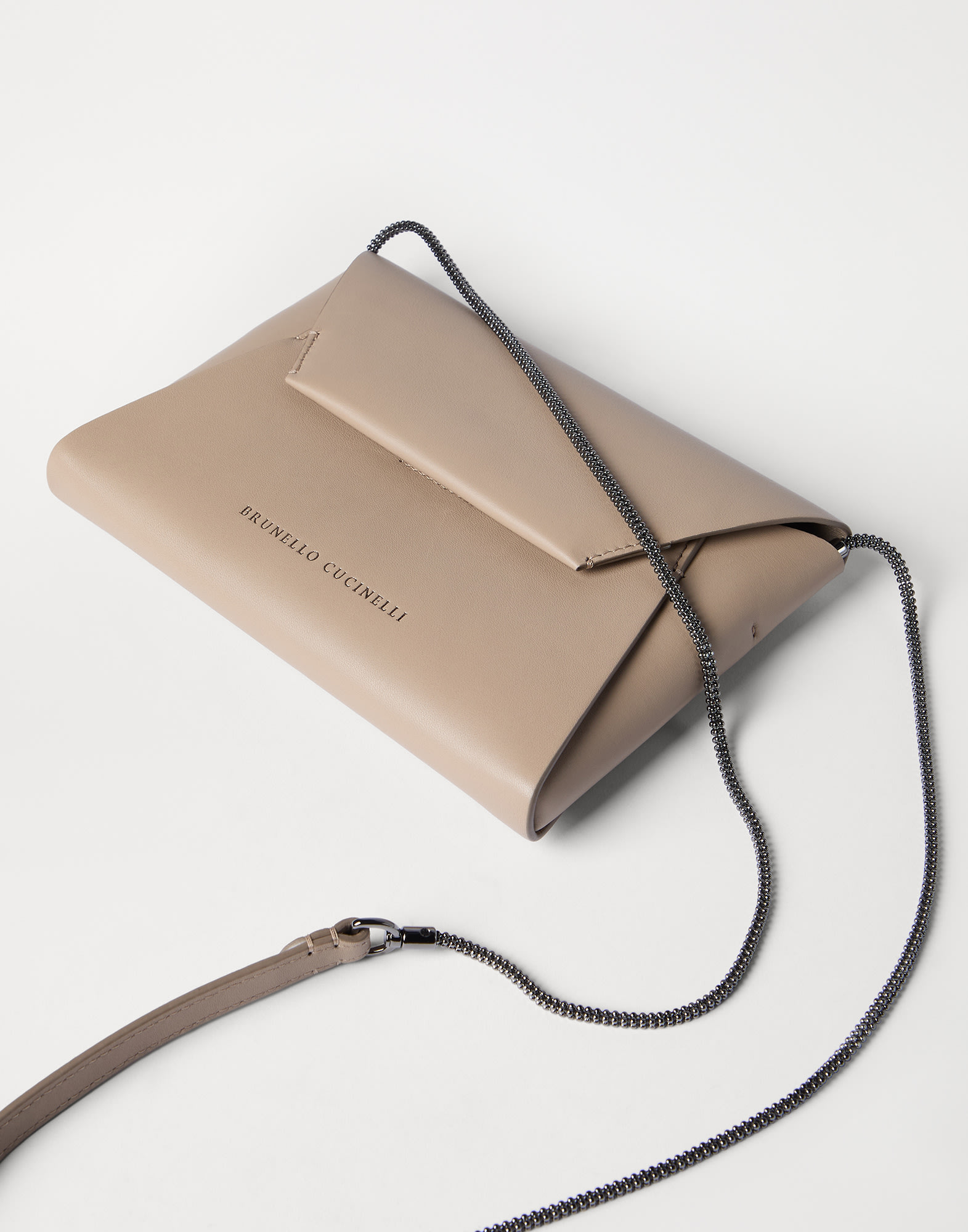 Duo pochette in calfskin for Woman in Firebrick | Brunello Cucinelli
