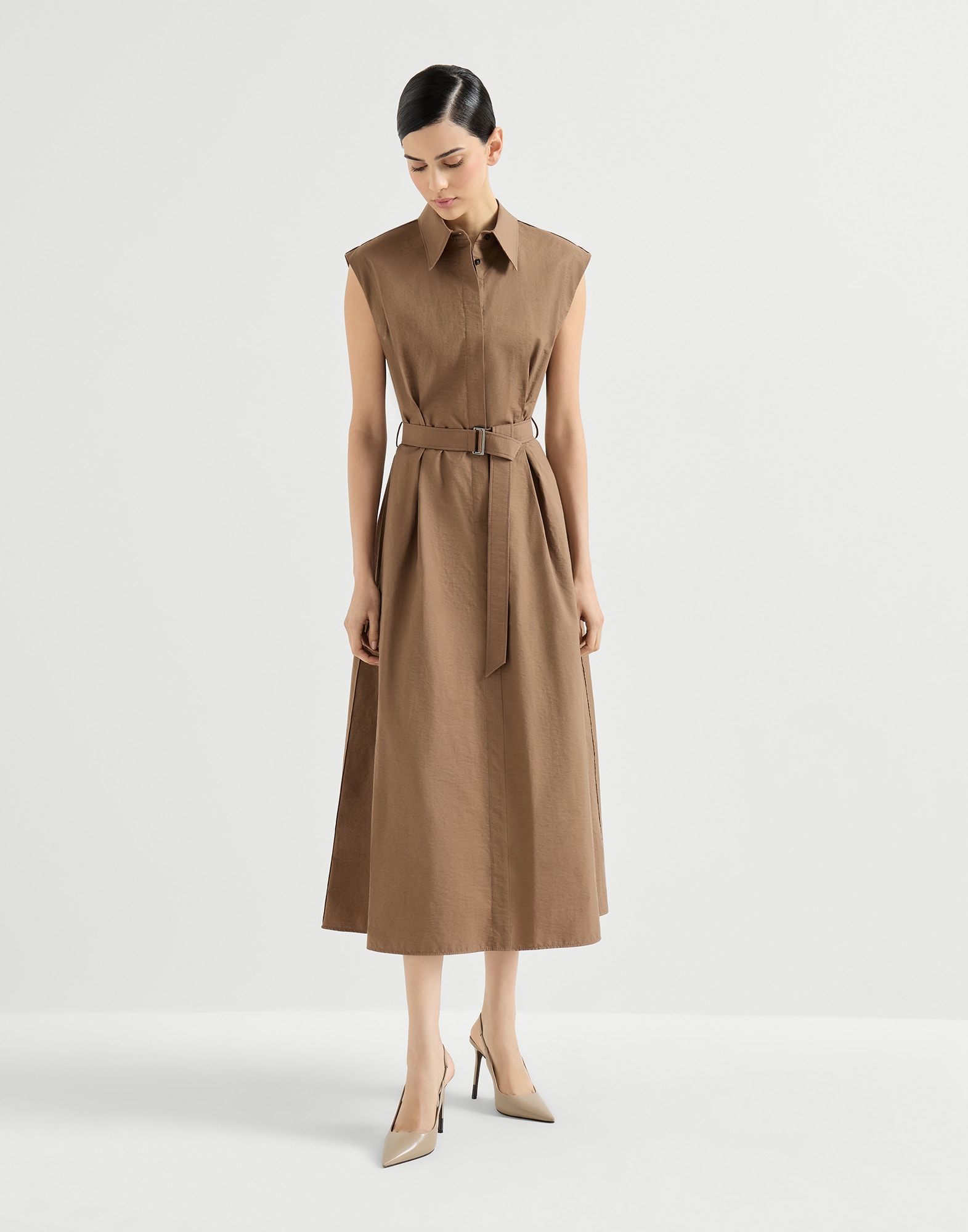 brunello cucinelli shirt dress Virgin wool shirt dress in grey - Brunello Cucinelli
