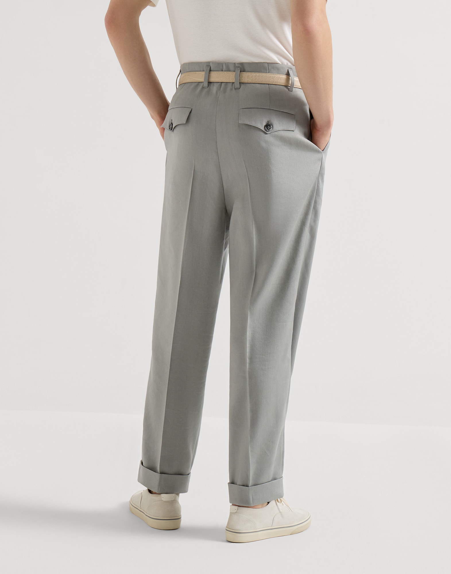 Gabardine trousers for Man in Khaki | Brunello Cucinelli