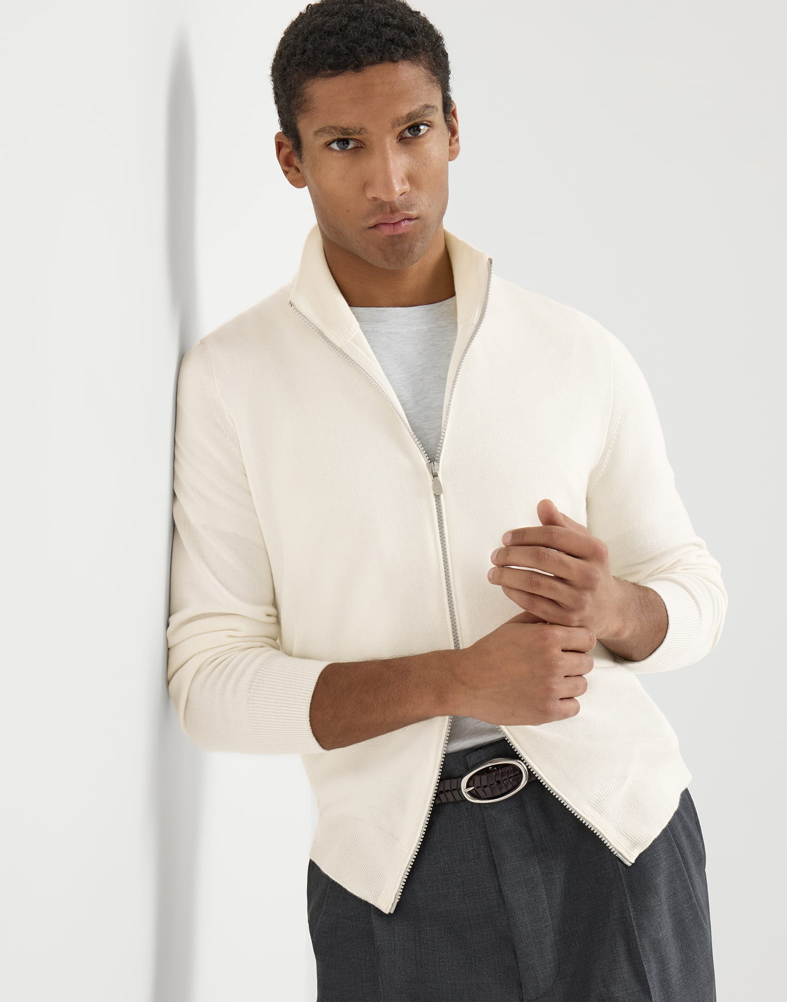 Cashmere cardigan for Man in Cherry | Brunello Cucinelli