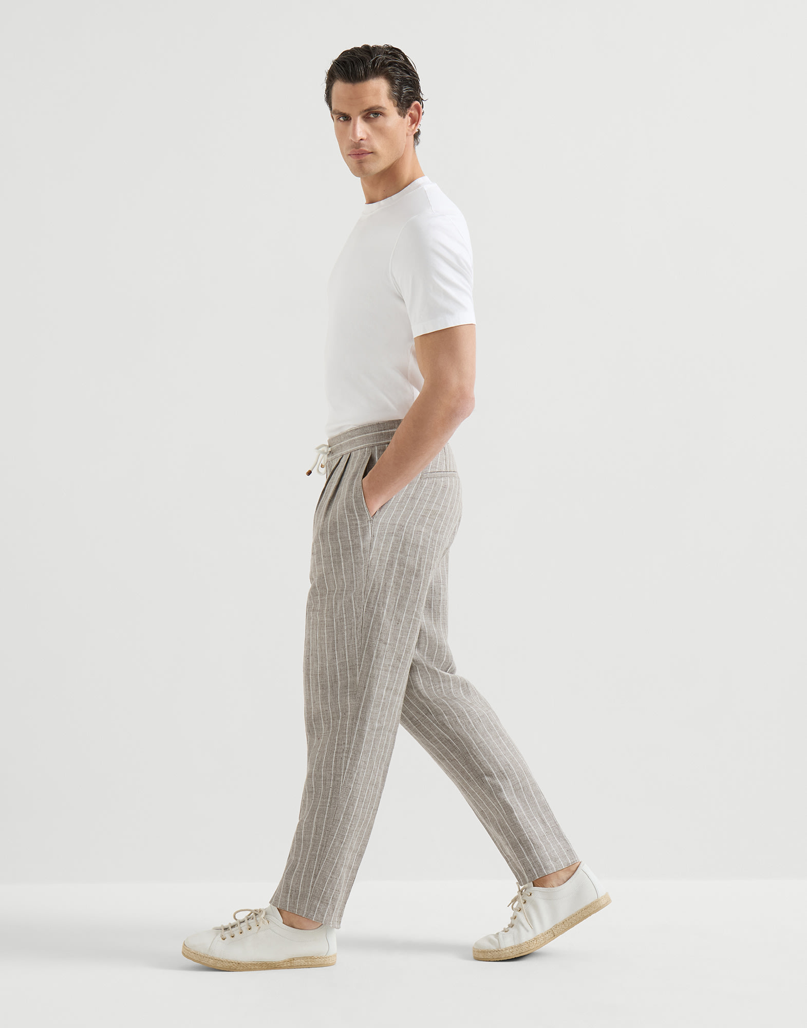 Twill trousers for Man in Brown | Brunello Cucinelli