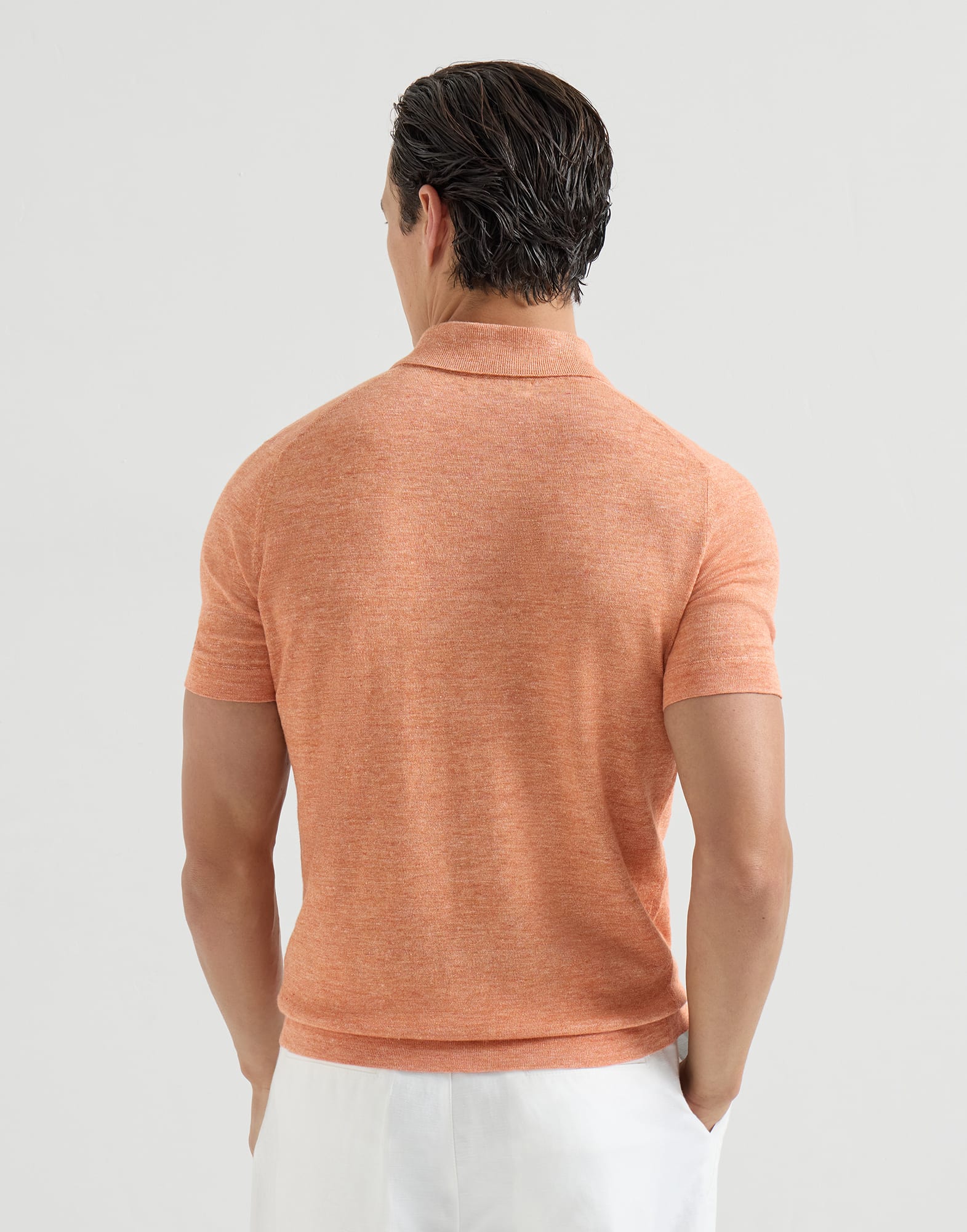 Polo-style sweater for Man in Apricot | Brunello Cucinelli