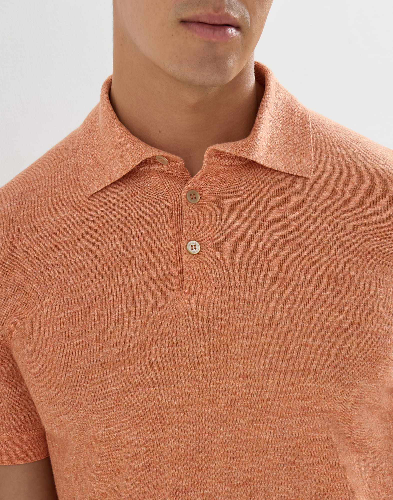 メンズ 向け デニムブルー ニット ポロシャツ | Brunello Cucinelli