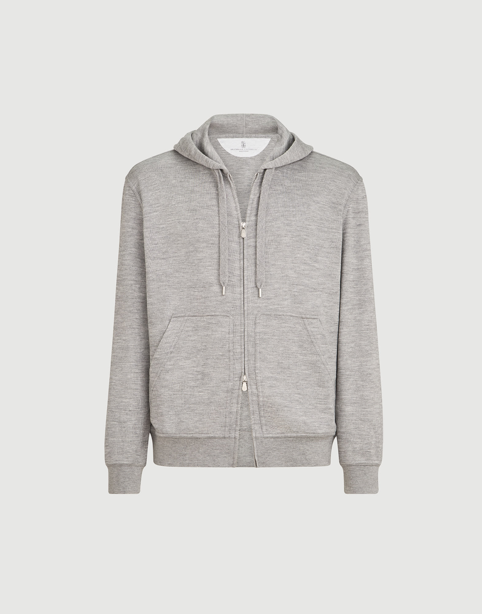 French terry sweatshirt for Man in Grey | Brunello Cucinelli