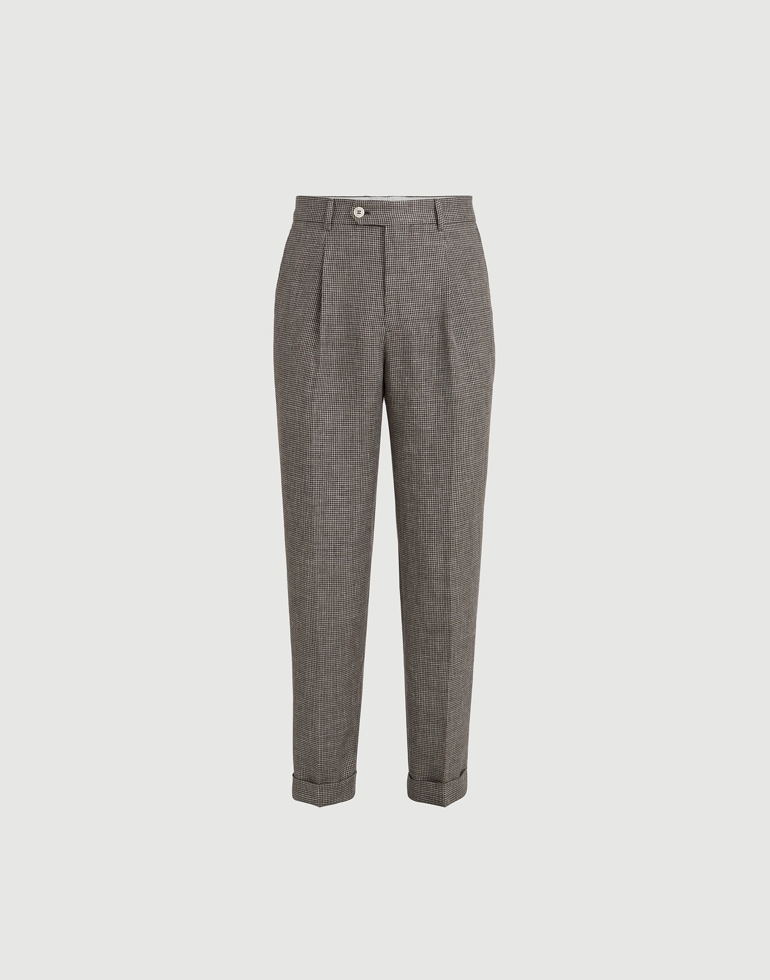 Houndstooth trousers for Man in Hazelnut | Brunello Cucinelli