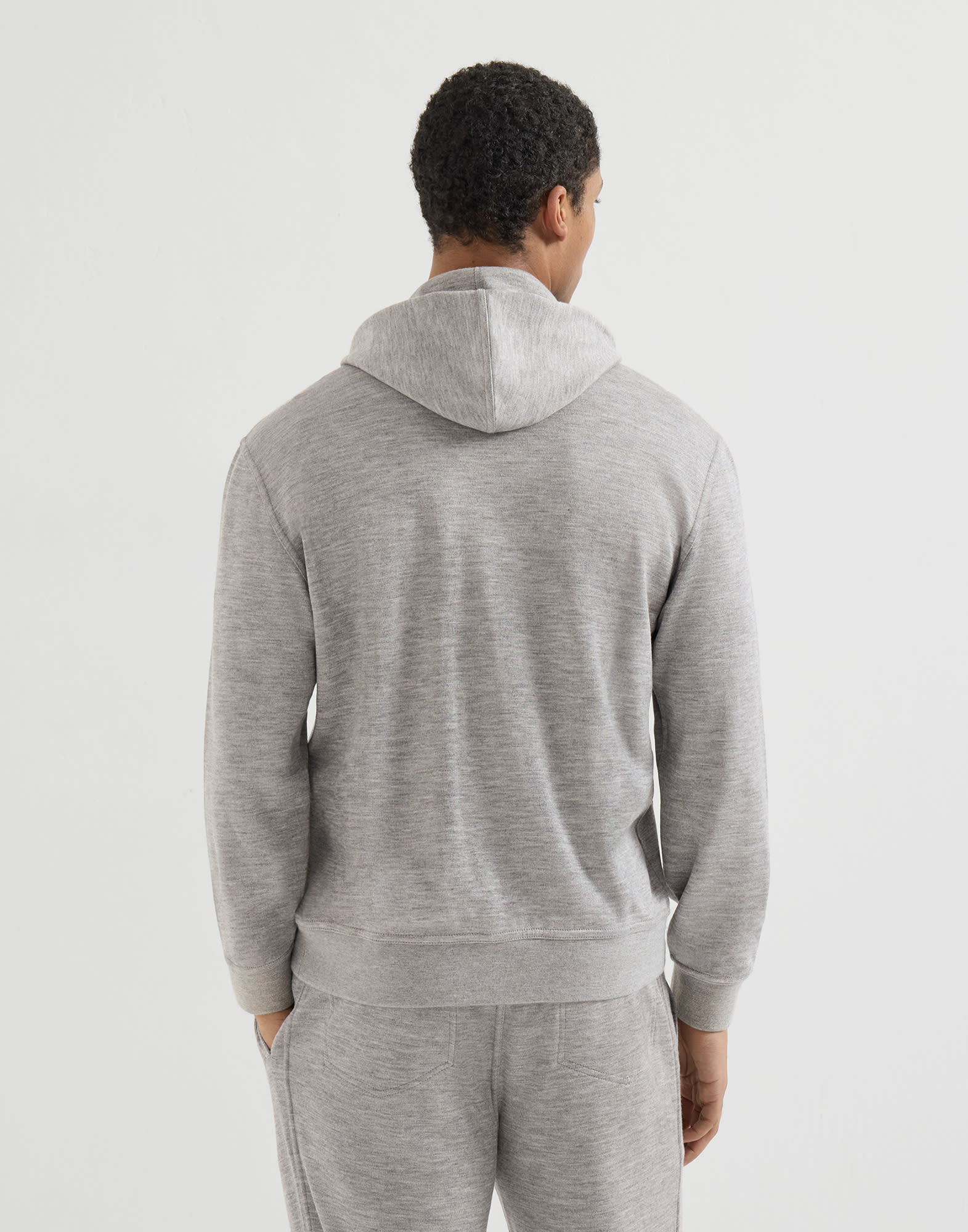 French terry sweatshirt for Man in Grey | Brunello Cucinelli