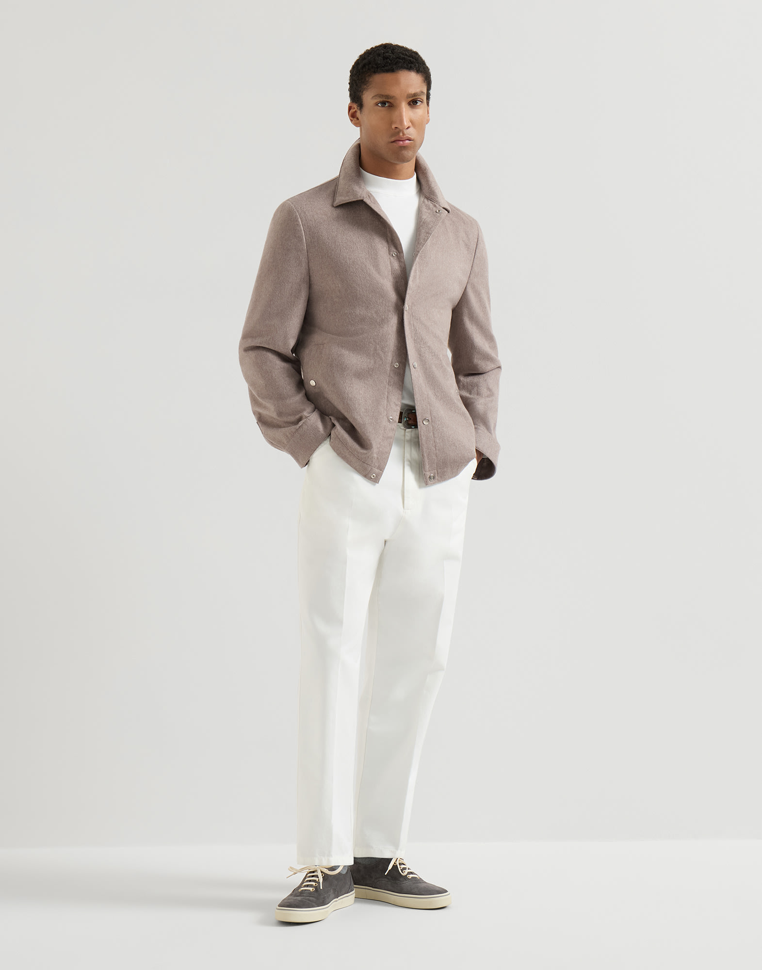 Cashmere flannel outerwear jacket for Man in Royale Blue 