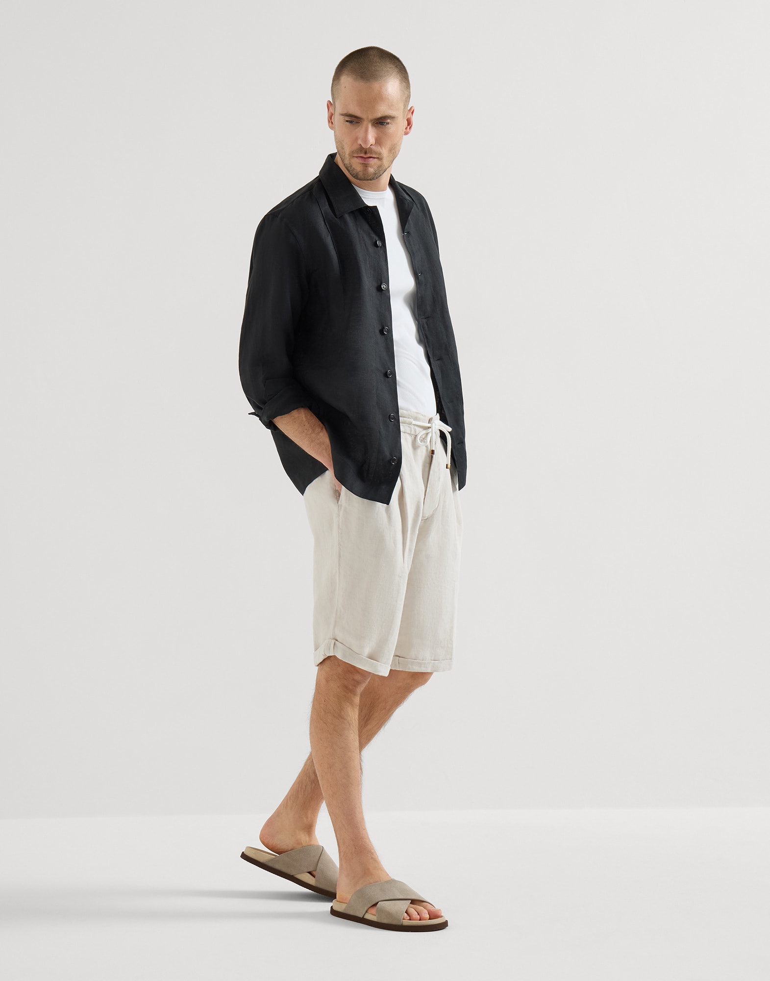 メンズ 向け マッド スエード スライドサンダル | Brunello Cucinelli