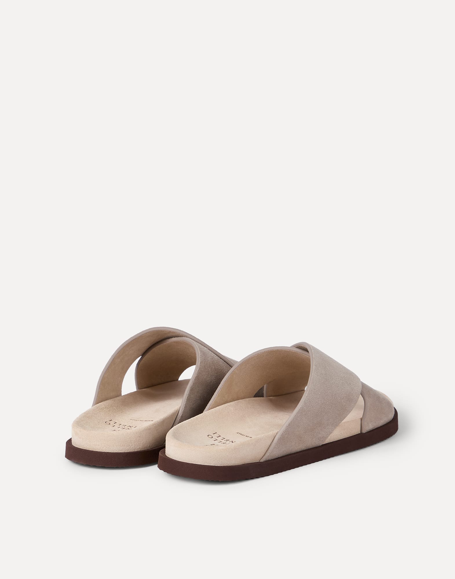 Suede slides for Man in Beige | Brunello Cucinelli