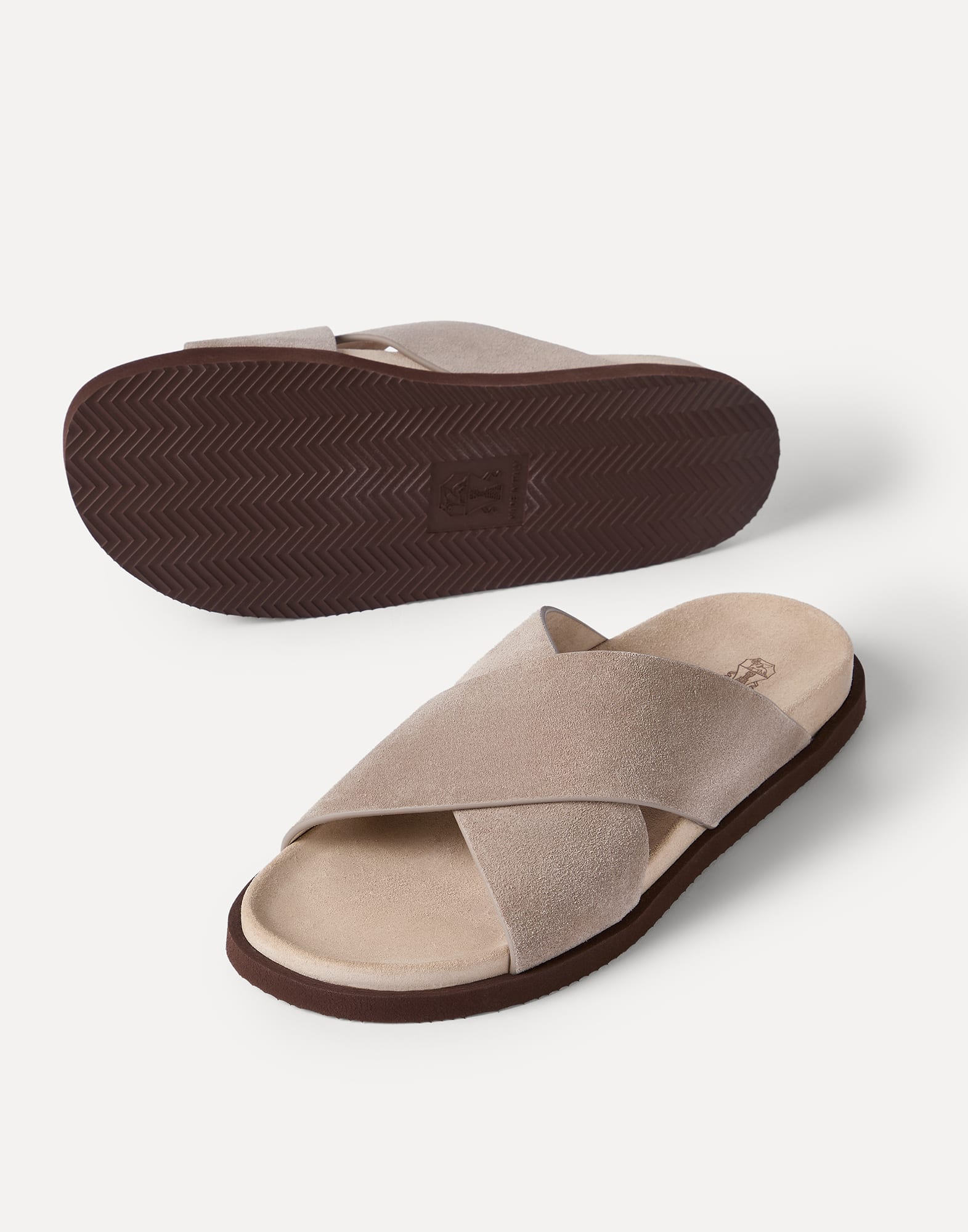 Suede slides for Man in Mud | Brunello Cucinelli