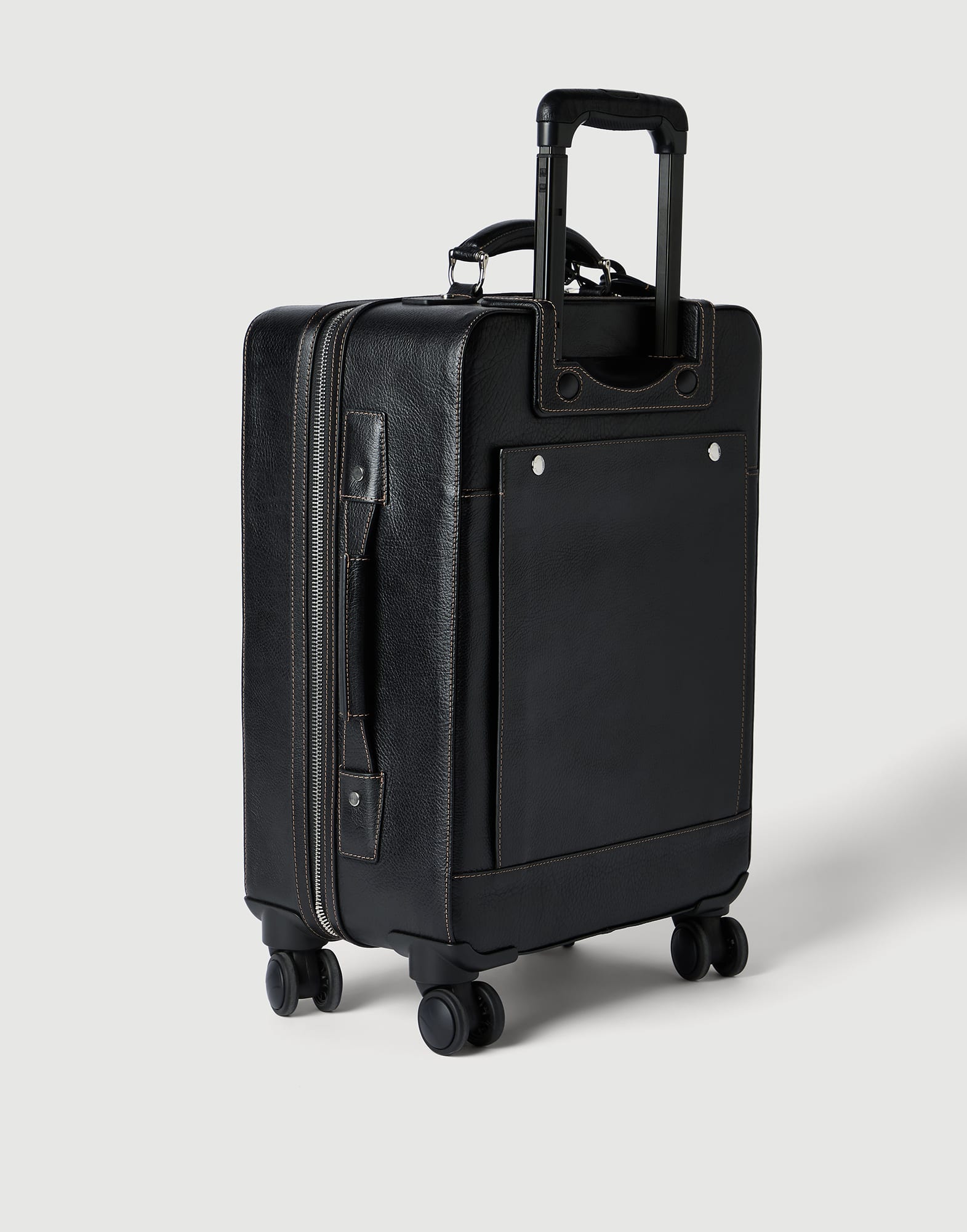 Grained calfskin suitcase for Man in Black | Brunello Cucinelli
