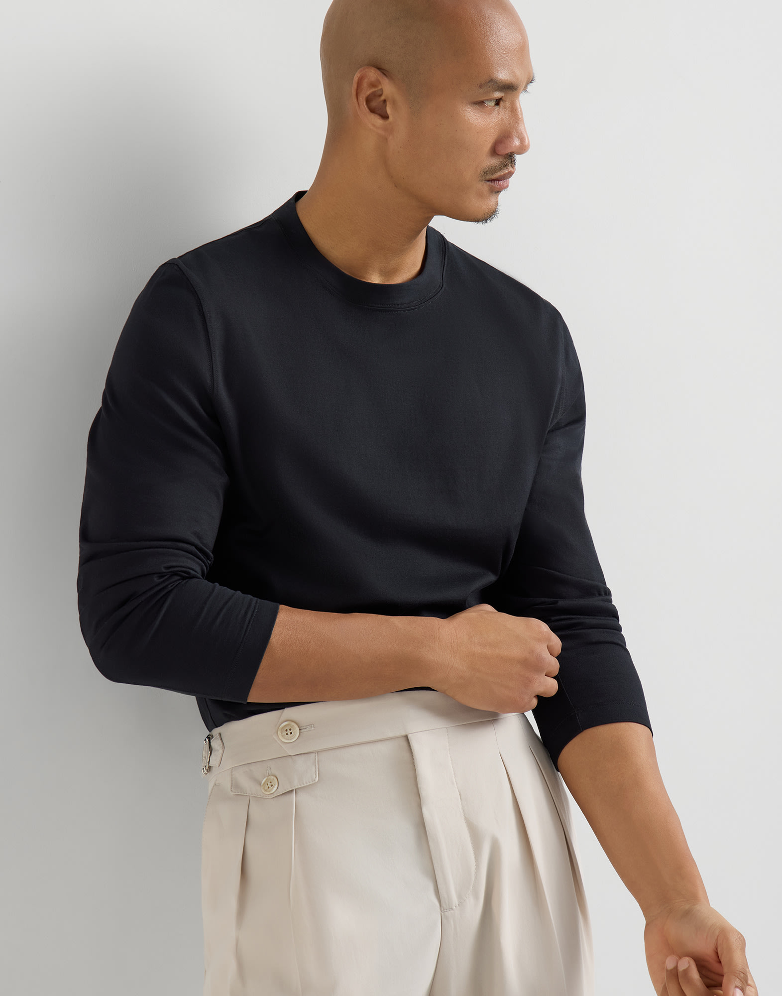 Cotton jersey T-shirt for Man in Black | Brunello Cucinelli