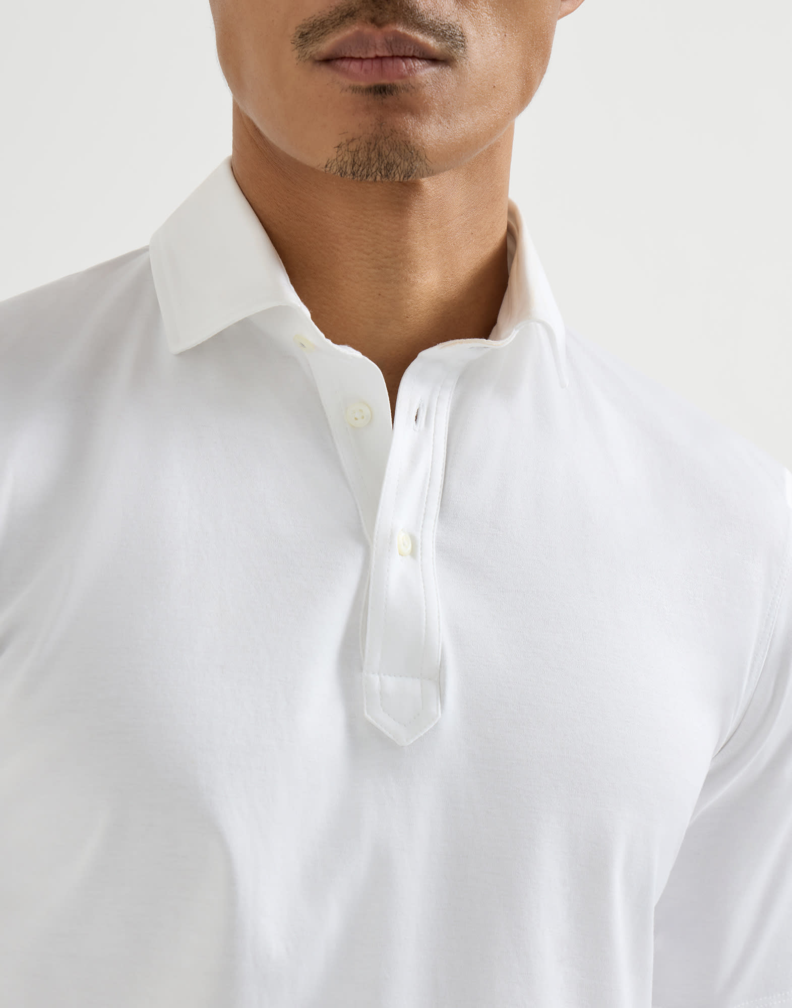 メンズ 向け ホワイト シャツカラー付き ポロシャツ | Brunello Cucinelli