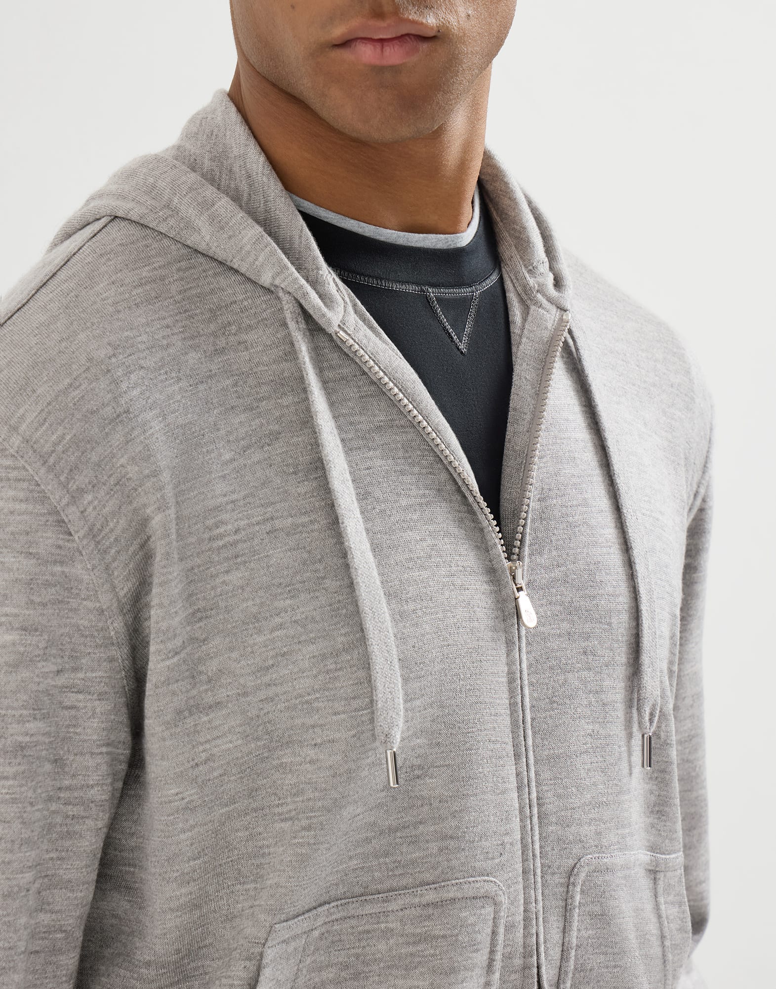 French terry sweatshirt for Man in Grey | Brunello Cucinelli