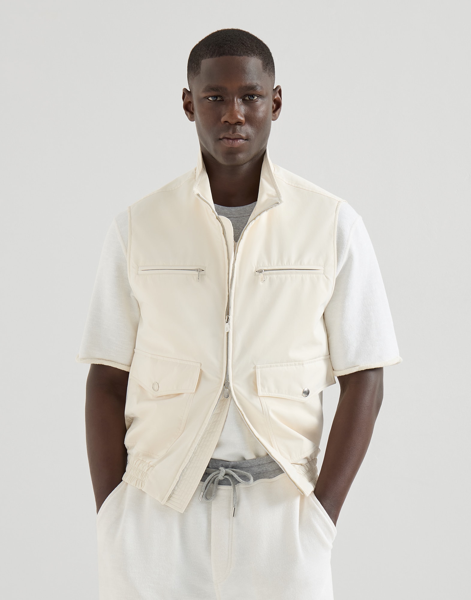 Chaleco de nailon con relleno Panam&aacute; Hombre - Brunello Cucinelli