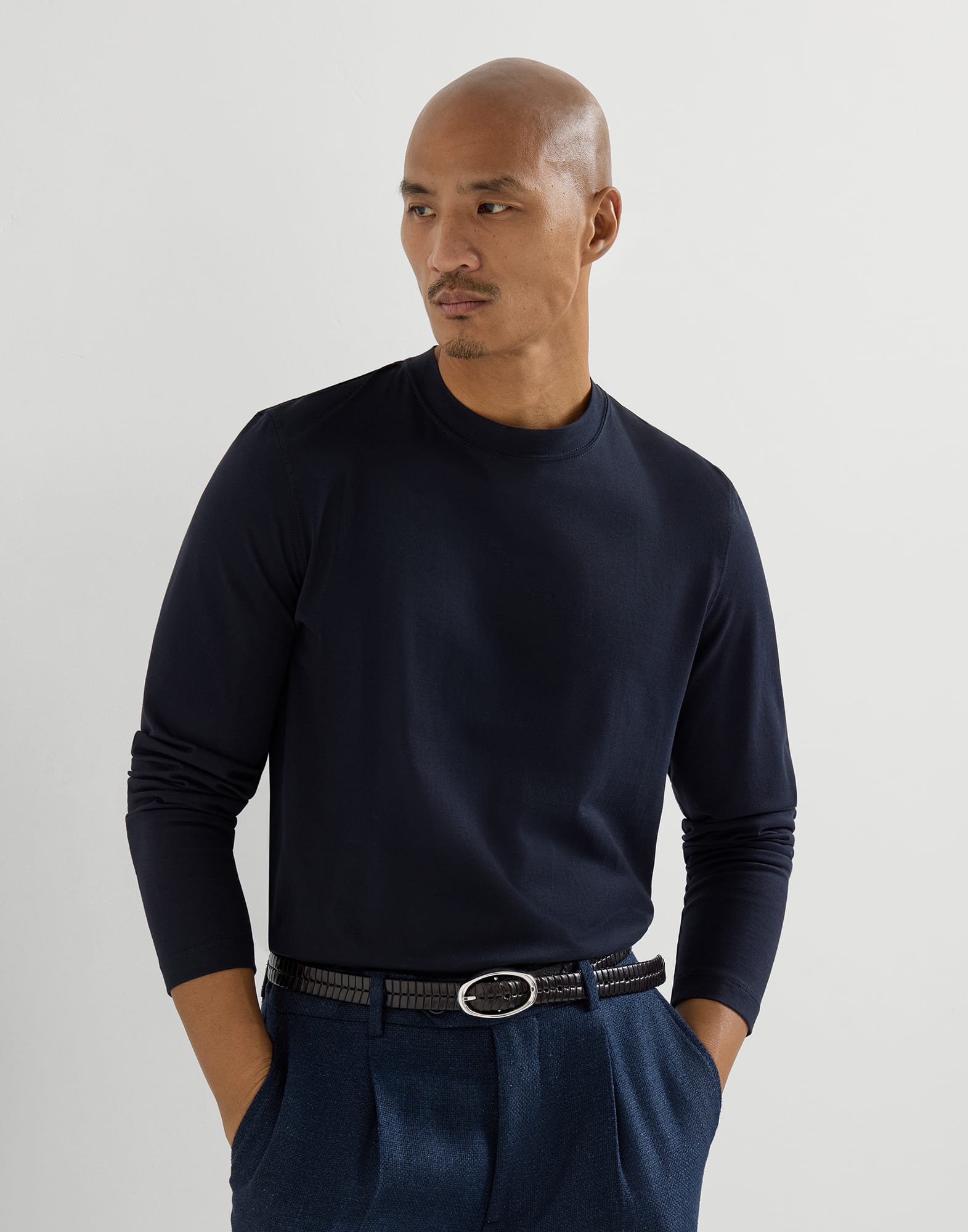 Cotton jersey T-shirt for Man in Black | Brunello Cucinelli