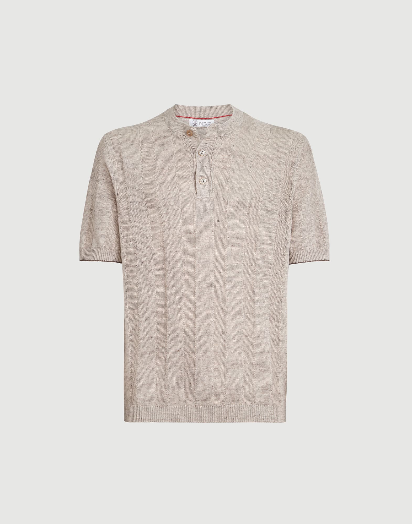 Henley collar T-shirt for Man in Navy Blue | Brunello Cucinelli