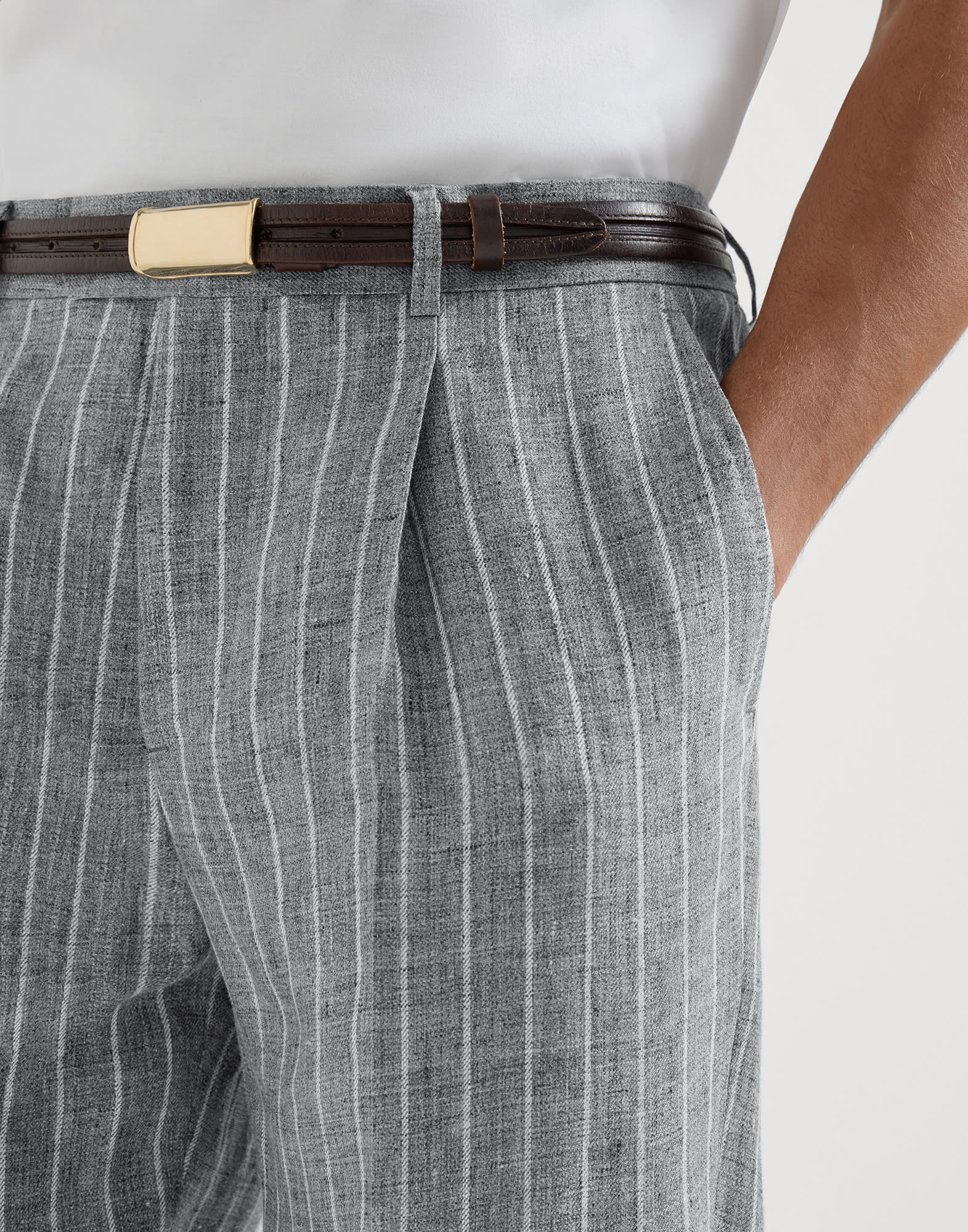 Twill trousers for Man in Medium Grey | Brunello Cucinelli