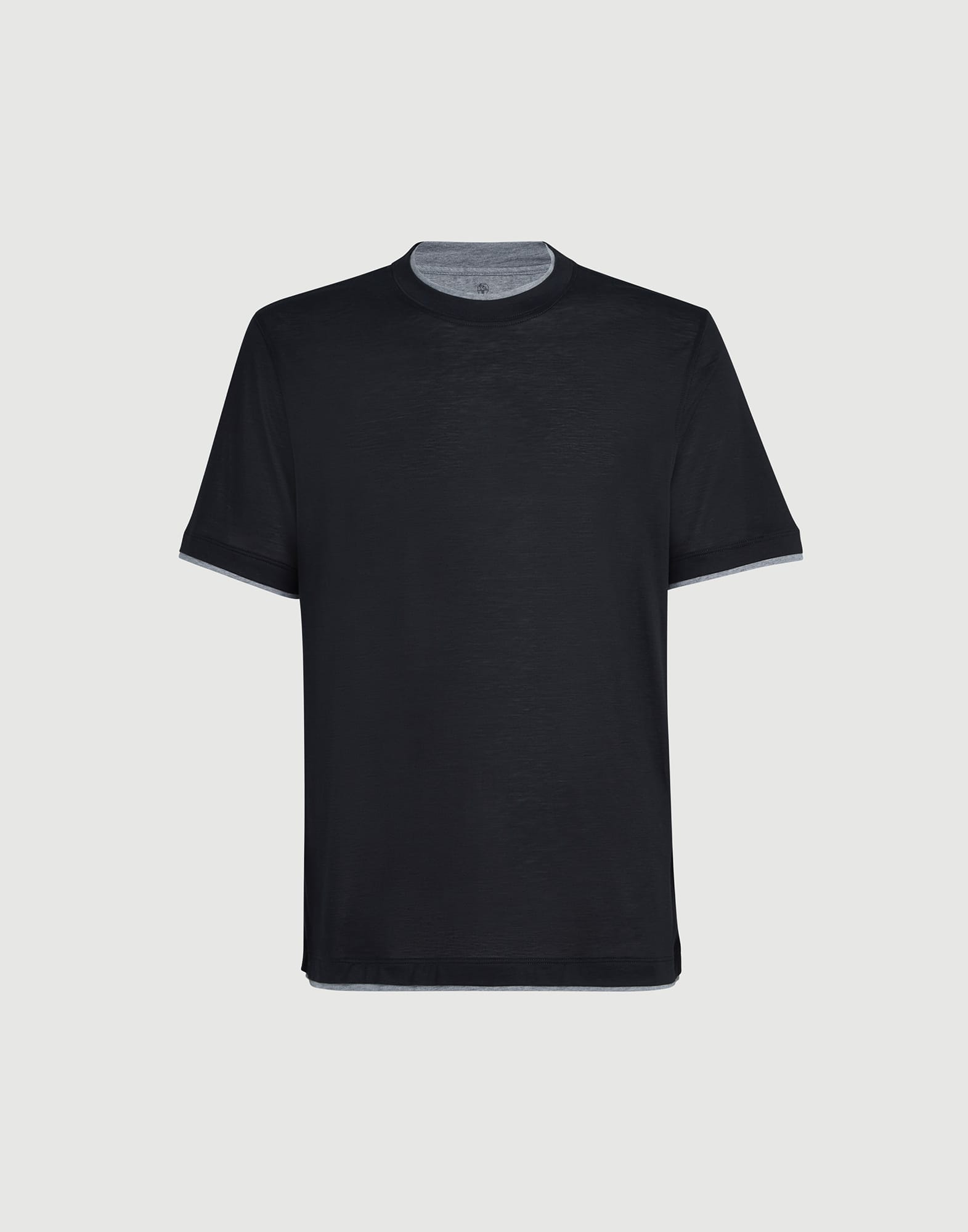 T-shirt with faux-layering for Man in Grey | Brunello Cucinelli
