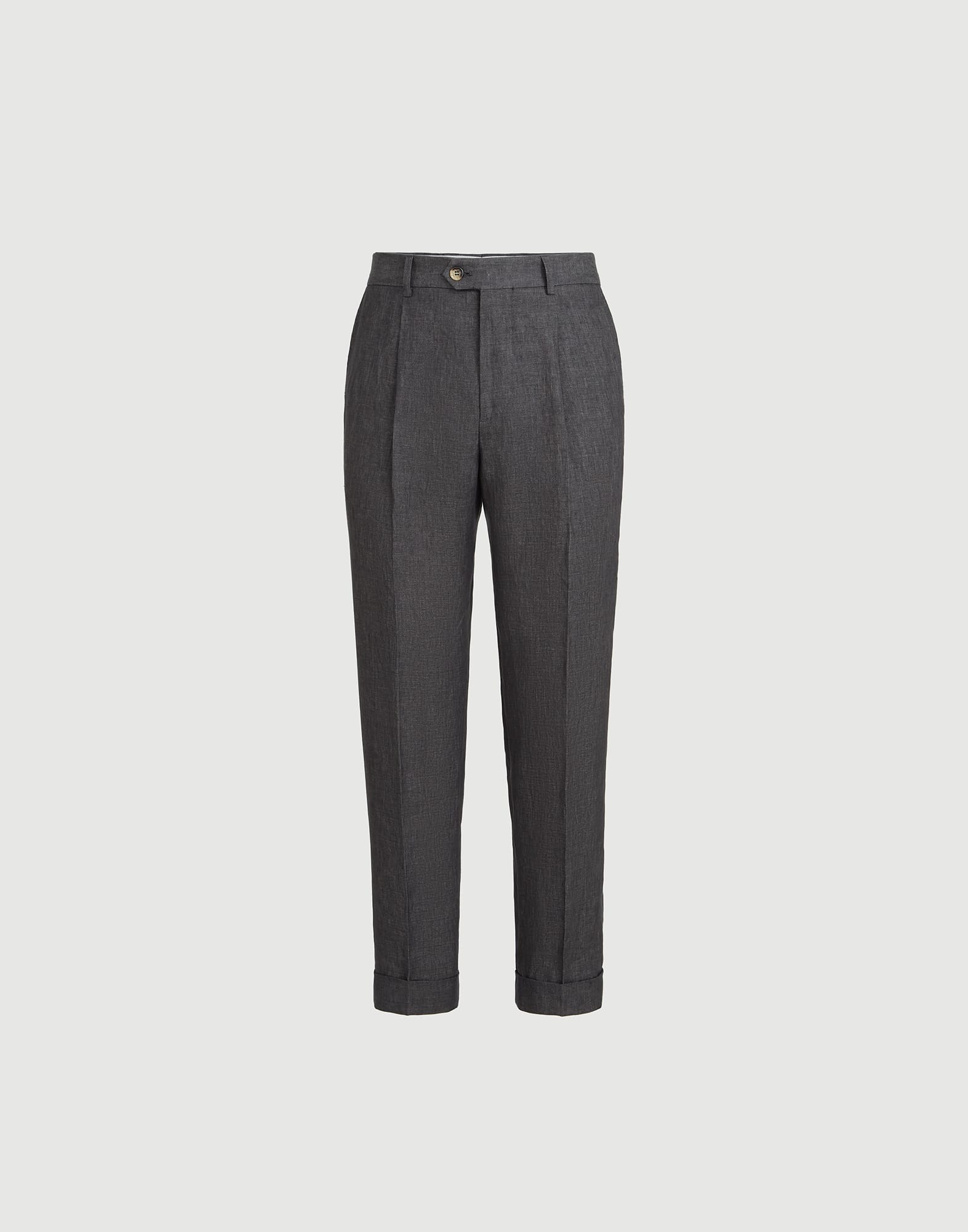 Délavé linen trousers for Man in Anthracite | Brunello Cucinelli