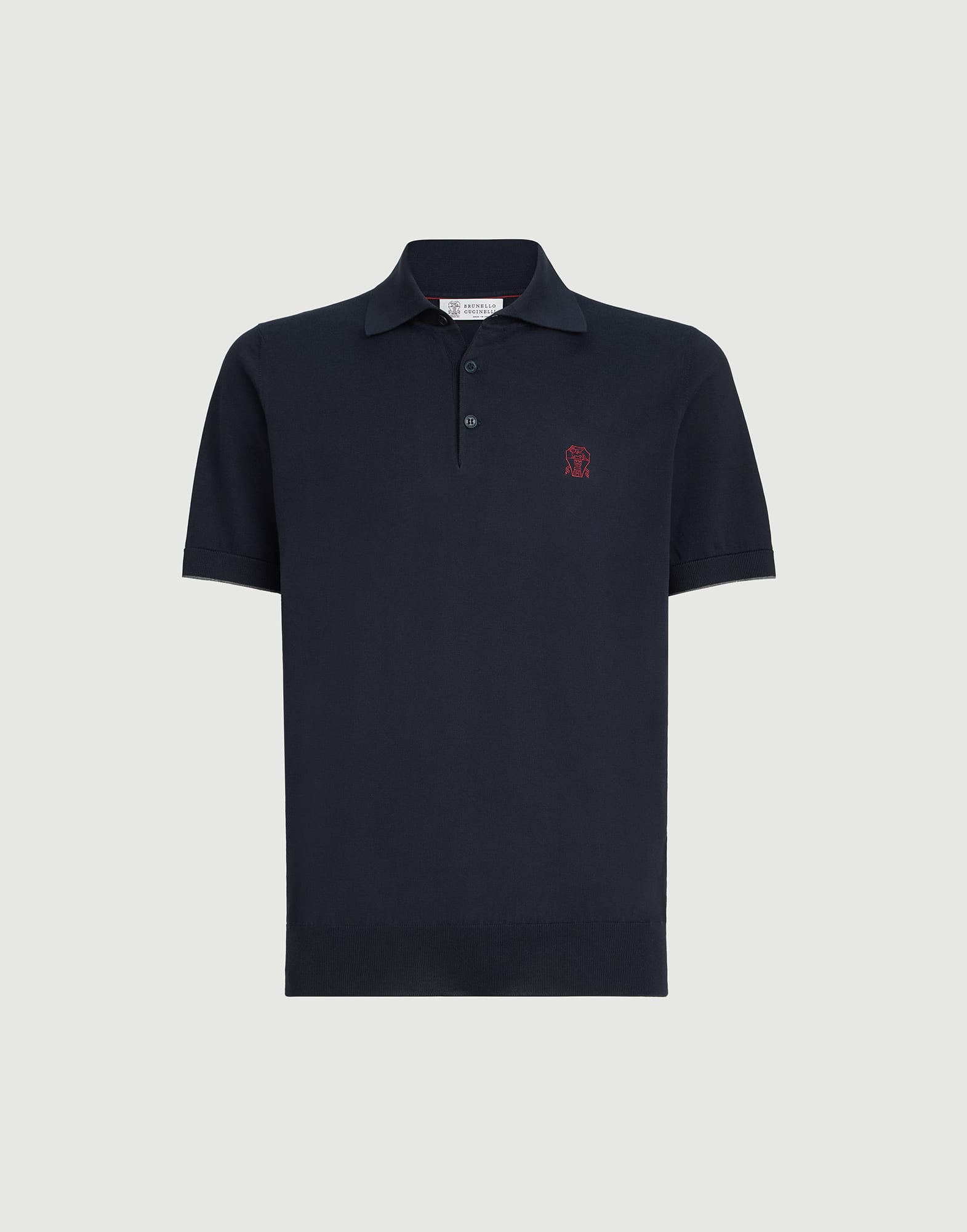 Lightweight knit Polo for Man in Navy Blue | Brunello Cucinelli