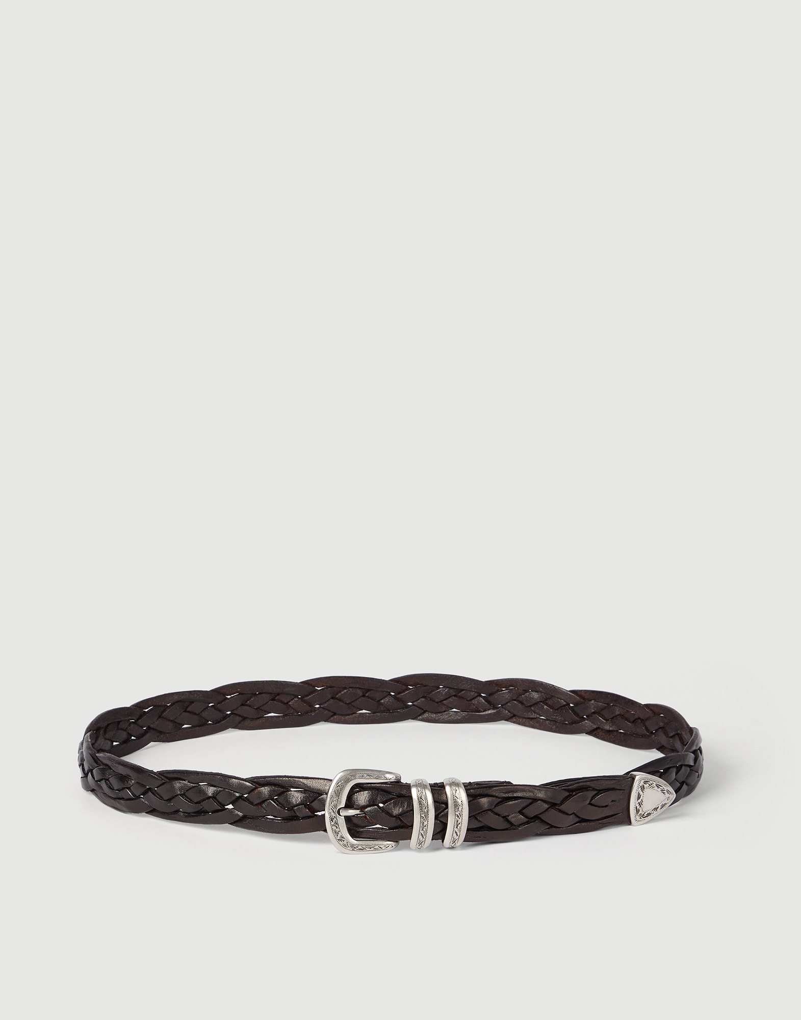 Braided calfskin belt Brown Man - Brunello Cucinelli