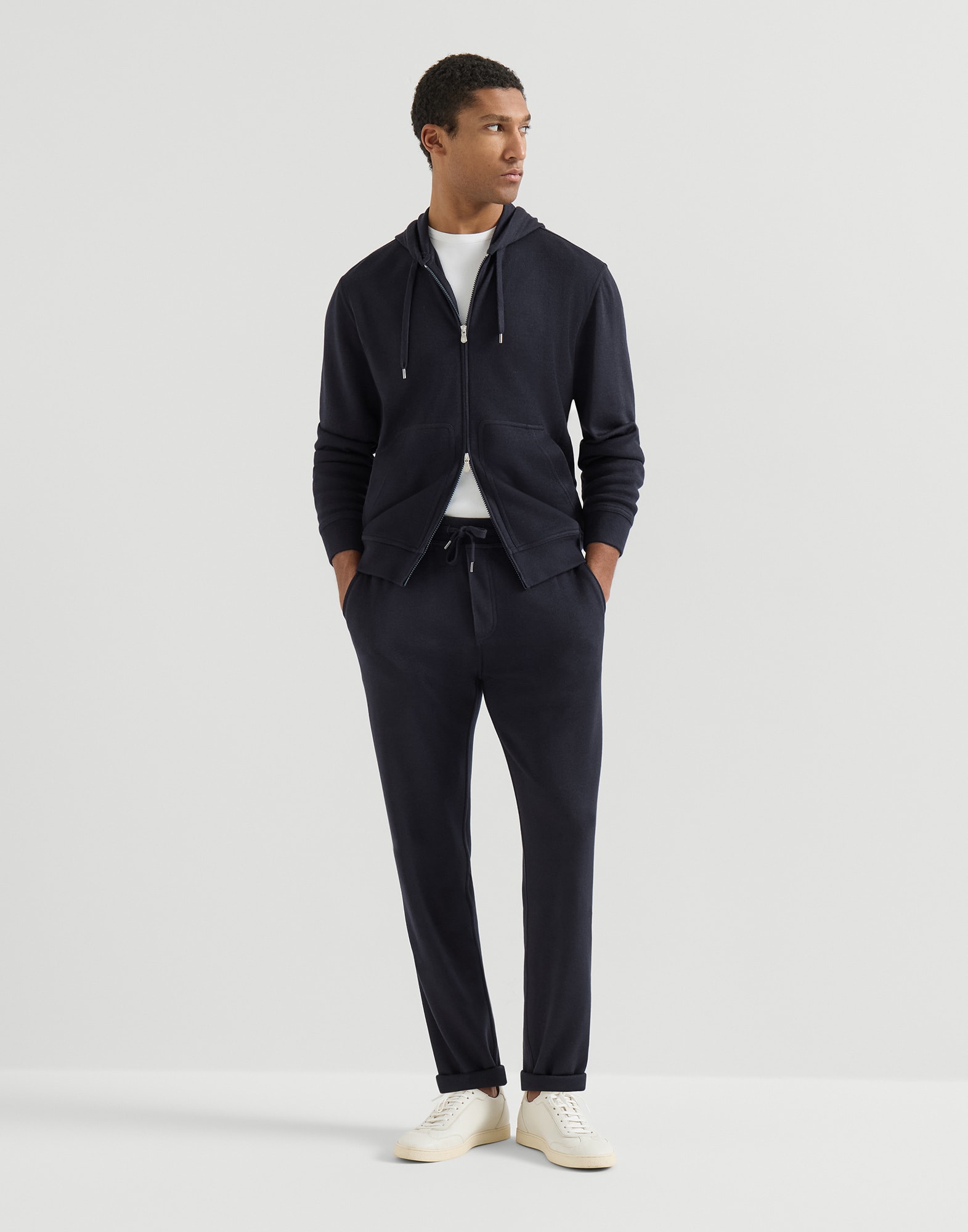 French terry sweatshirt for Man in Grey | Brunello Cucinelli