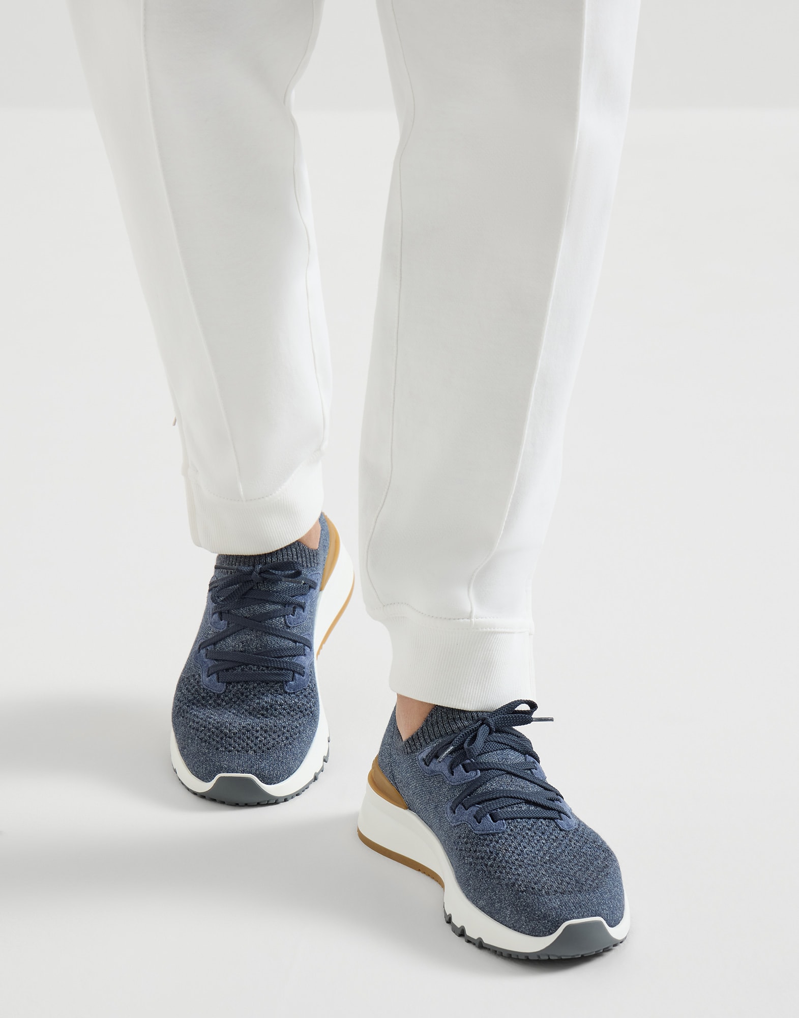 Cotton chiné knit runners for Man in Panama | Brunello Cucinelli
